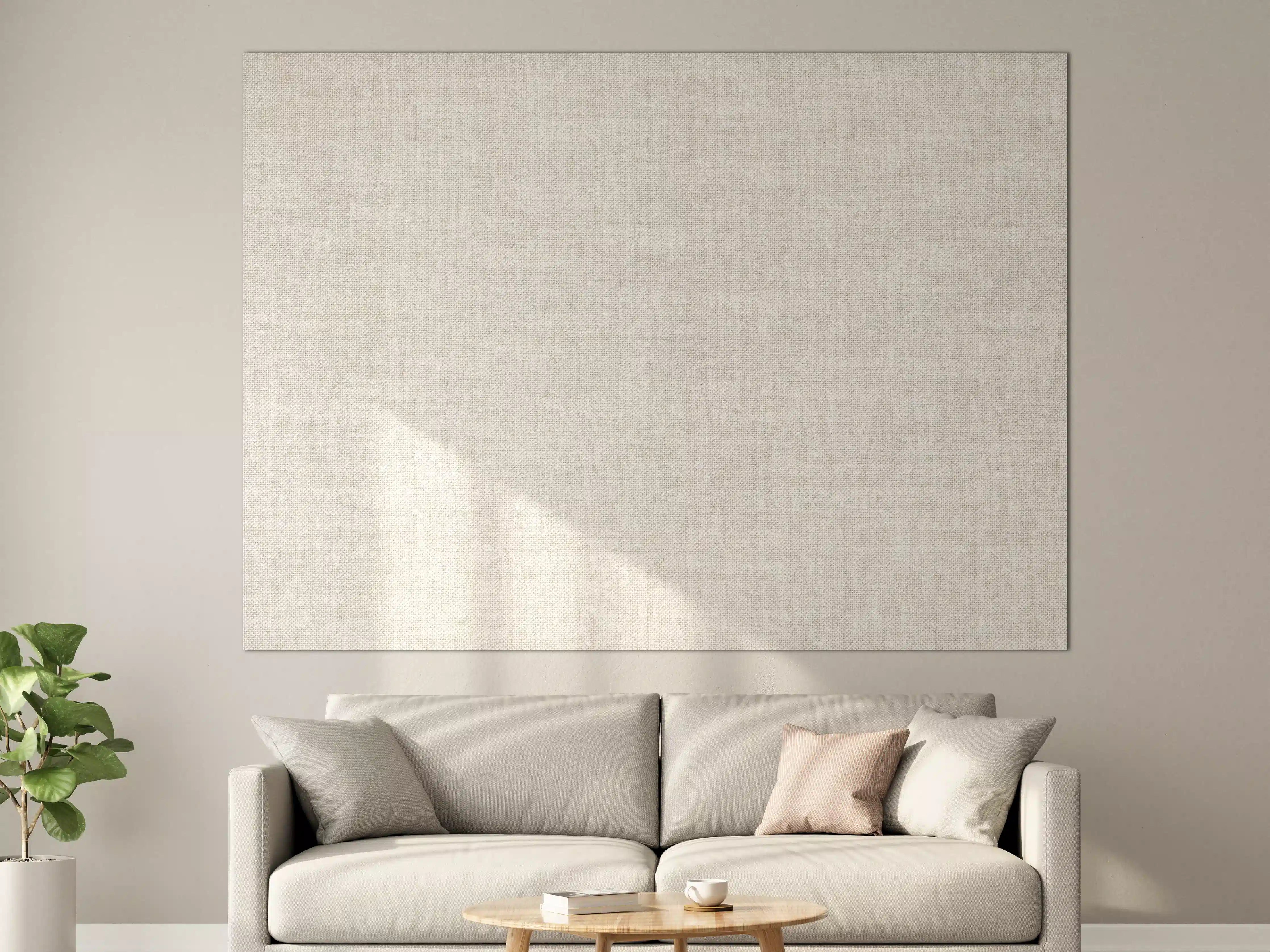 Große Wandbilder - Naturbelassene Stofftextur in Grau-Beige