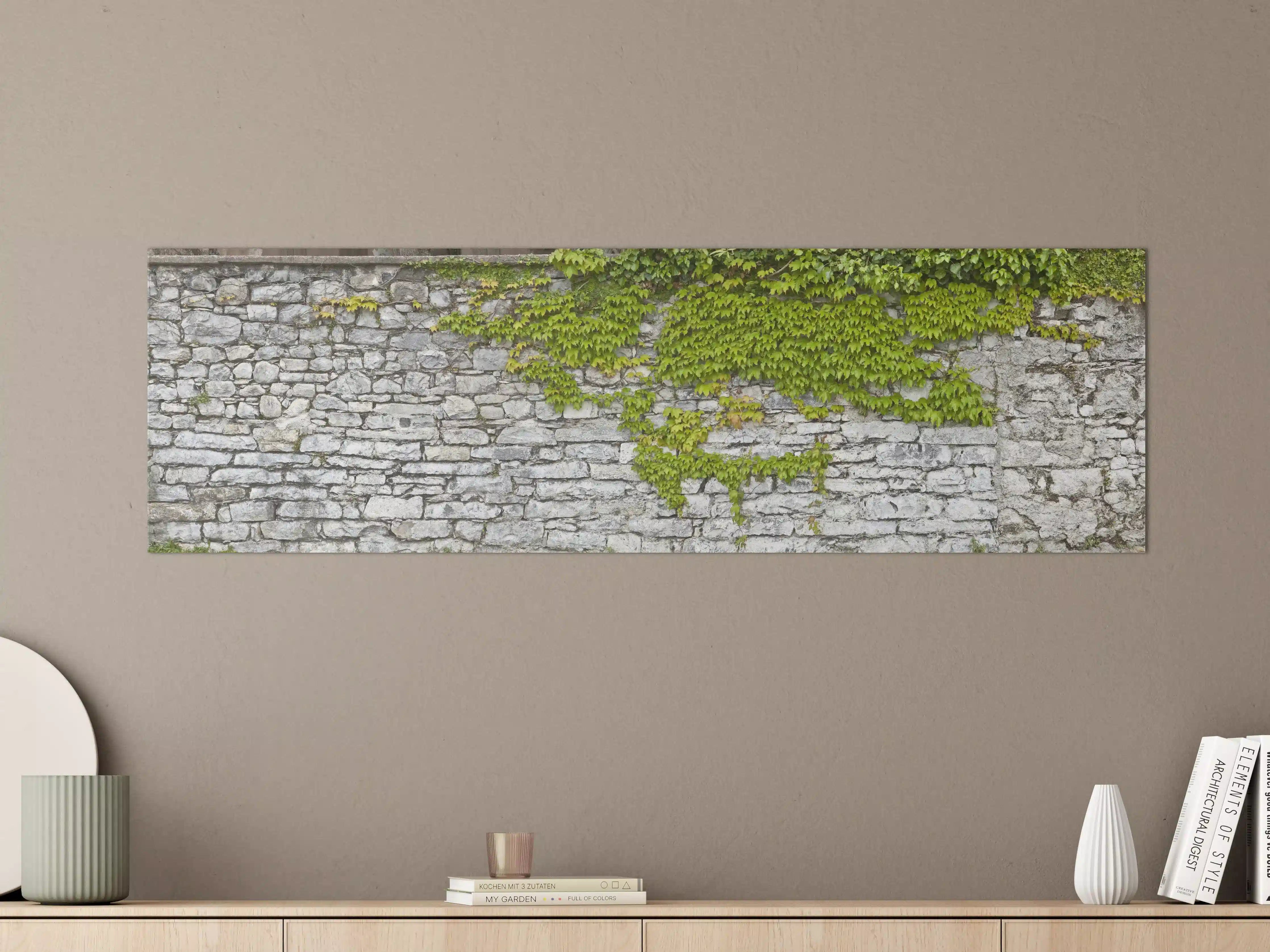 Große Wandbilder - Natursteinmauer mit Weinlaub