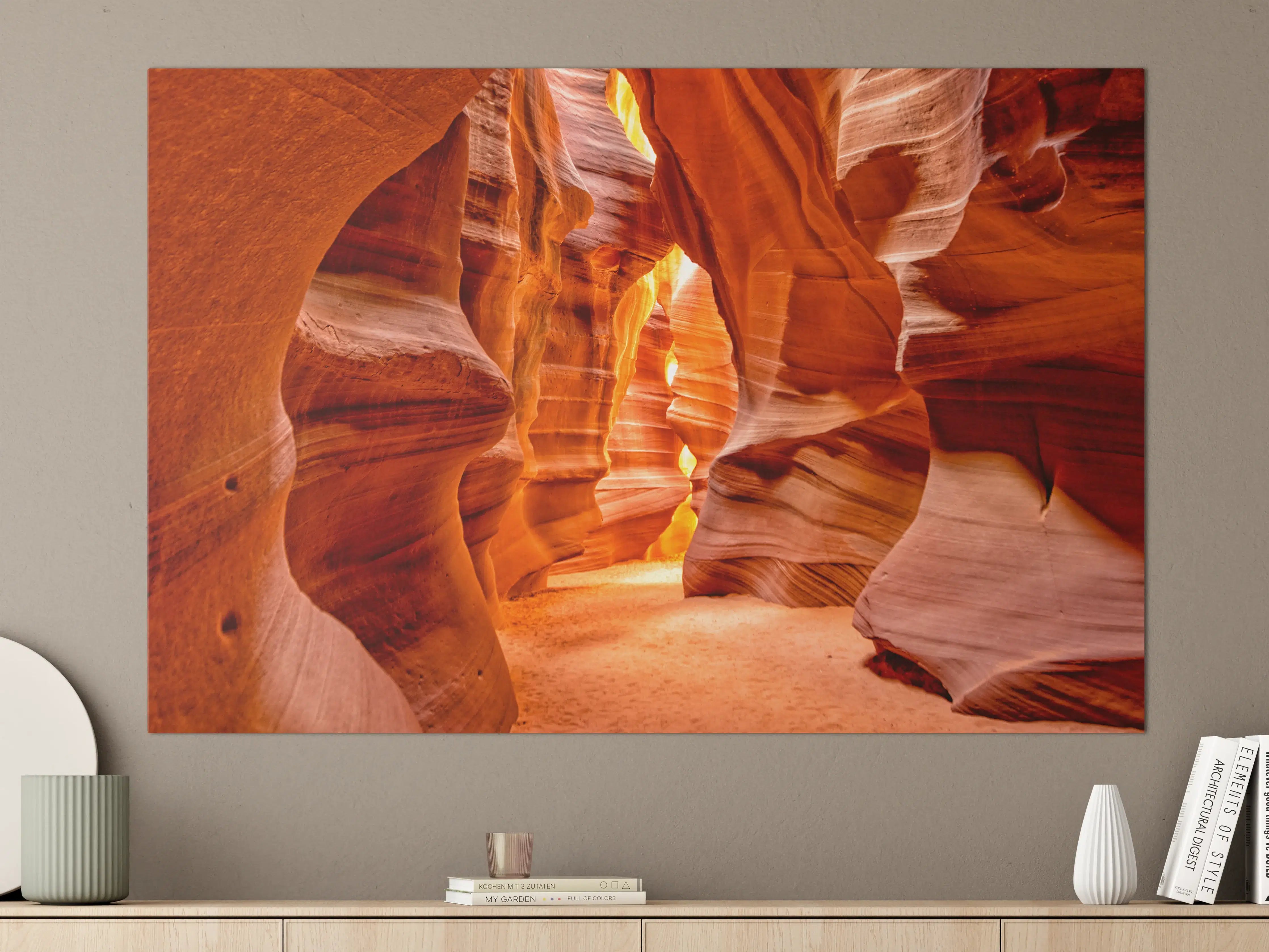 Große Wandbilder - Naturwunder Antelope Canyon in warmen Orangetönen