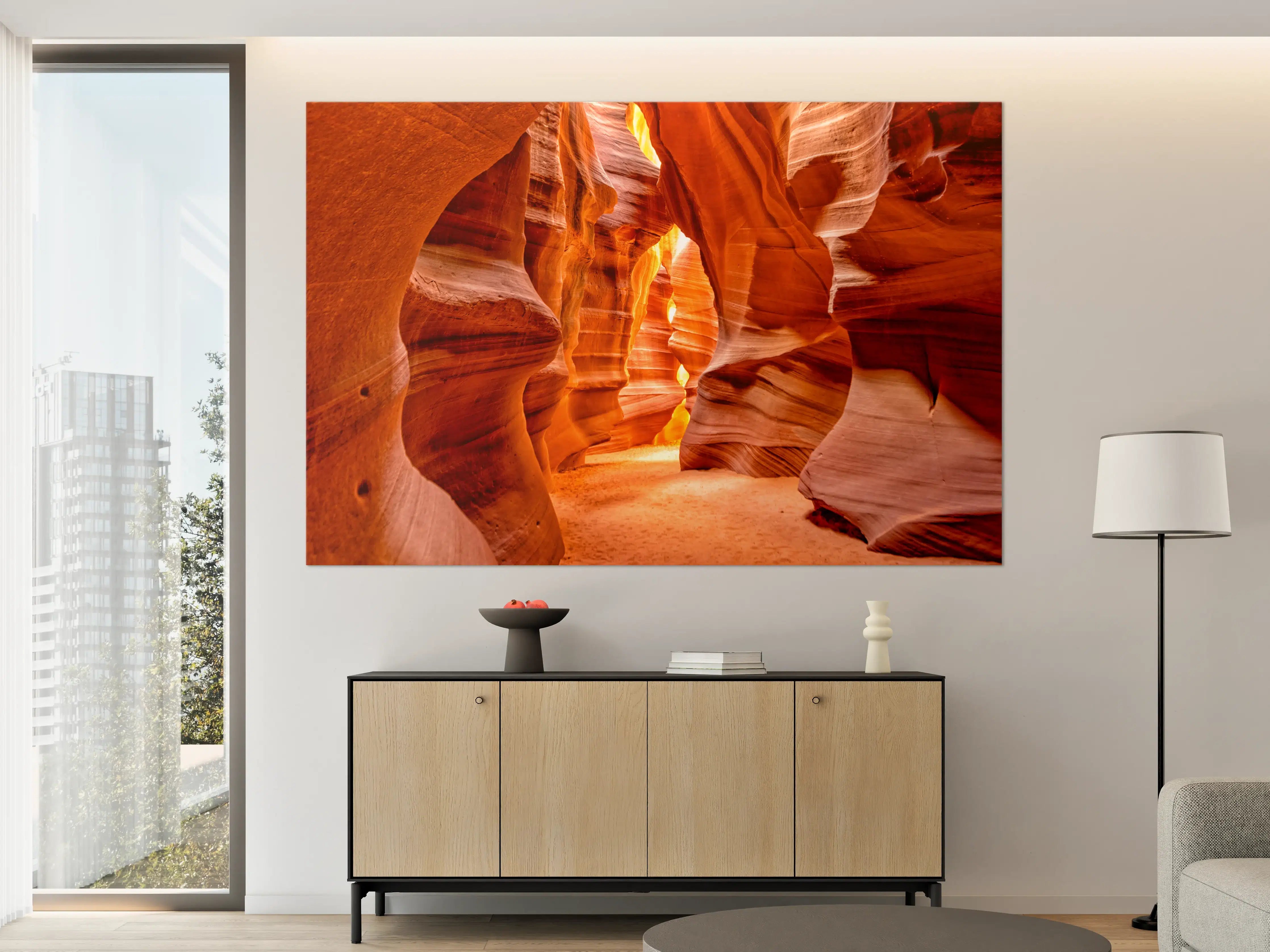 Große Wandbilder - Naturwunder Antelope Canyon in warmen Orangetönen