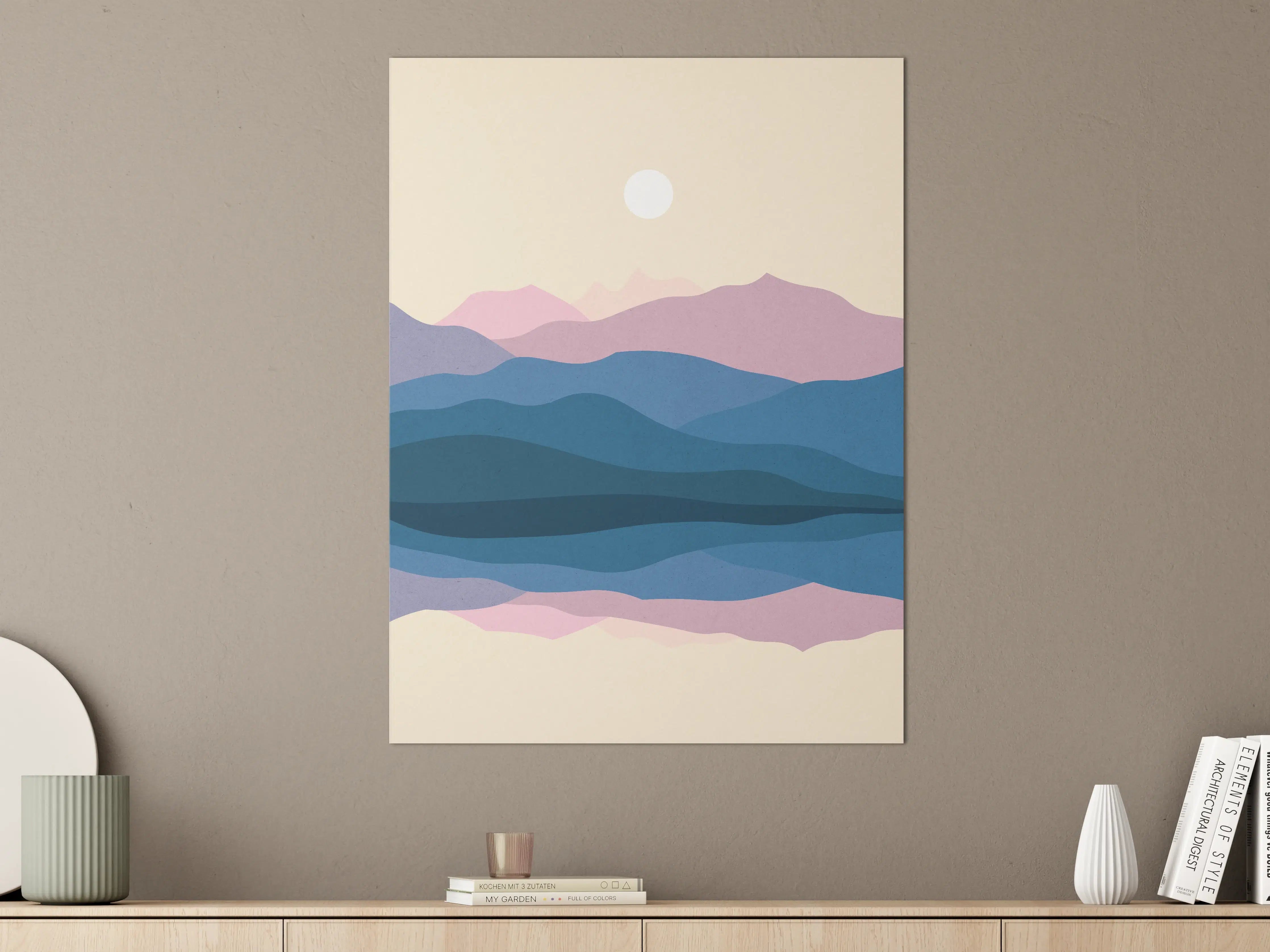 Große Wandbilder - Nebelhafte Bergwelt in Pastellgrau