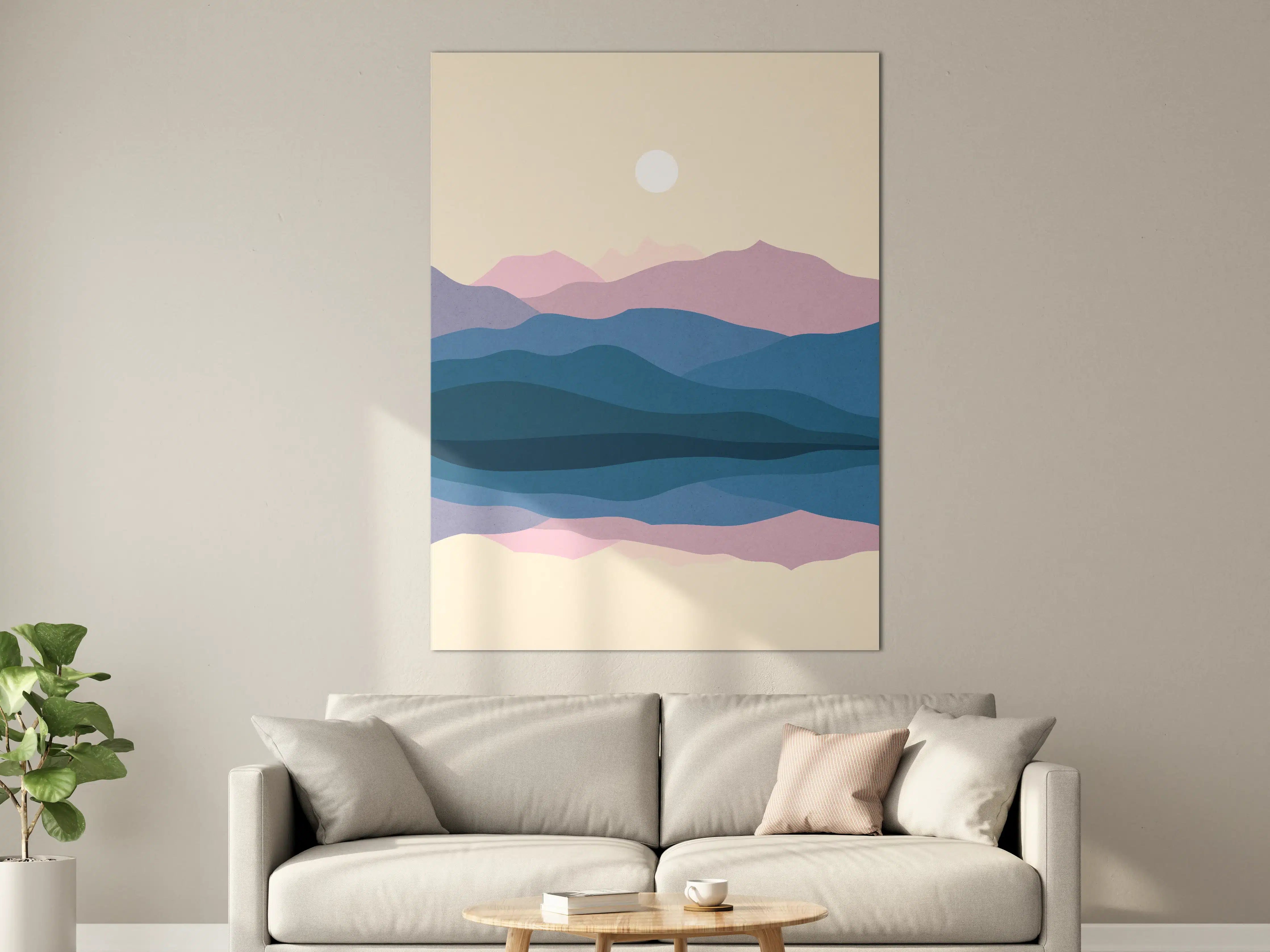 Große Wandbilder - Nebelhafte Bergwelt in Pastellgrau