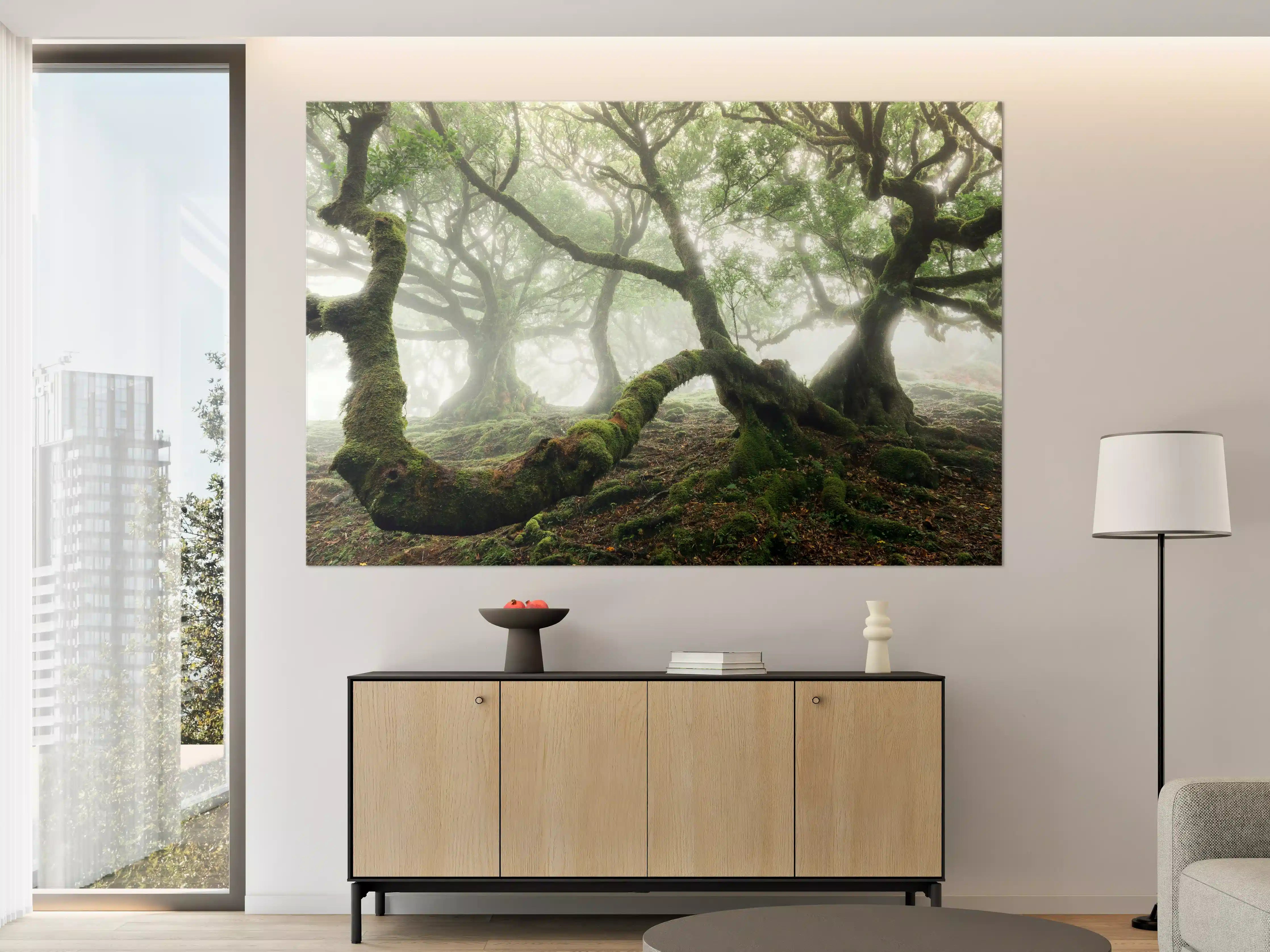 Große Wandbilder - Nebeliger, mystischer Wald