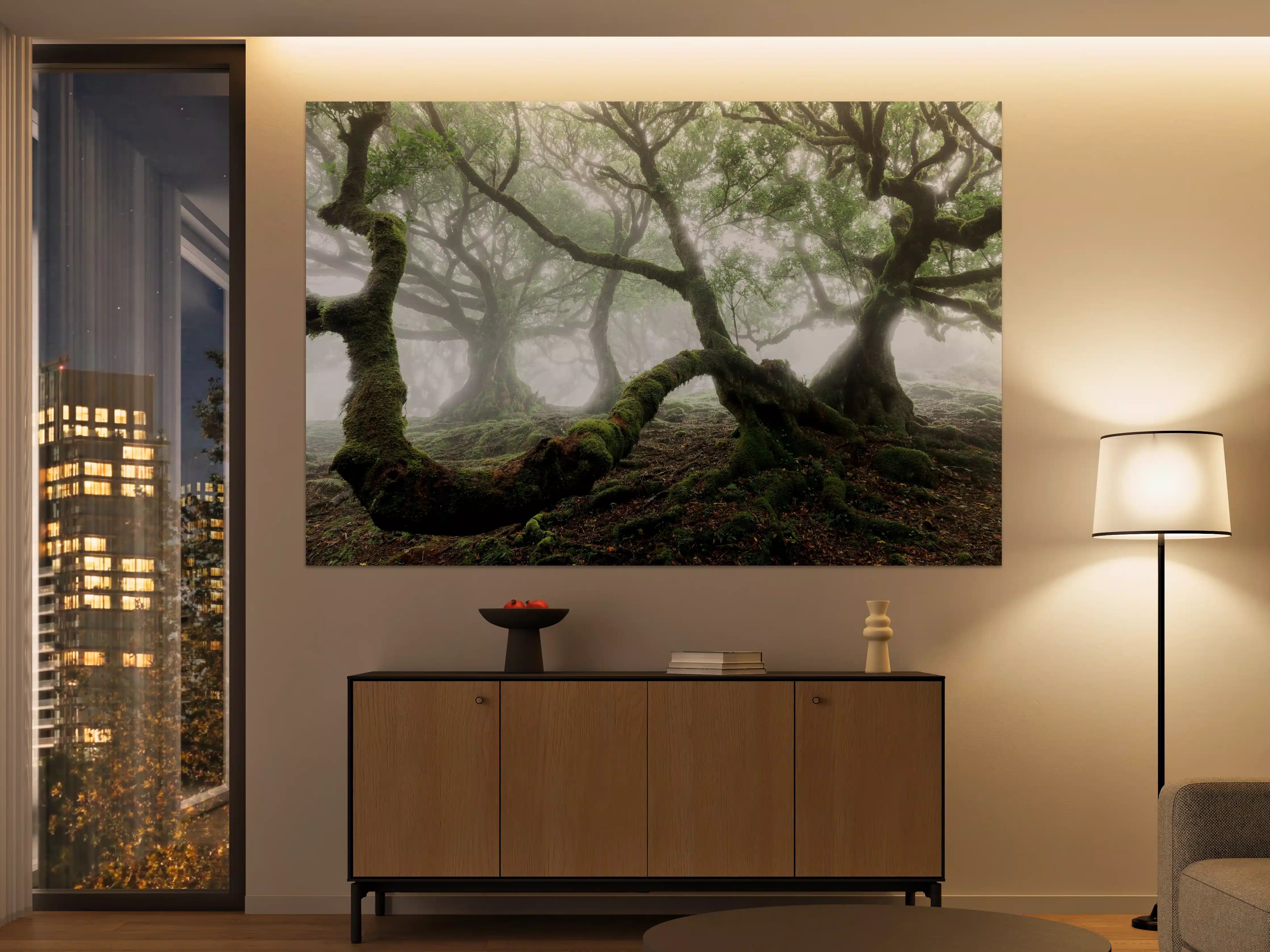 Große Wandbilder - Nebeliger, mystischer Wald