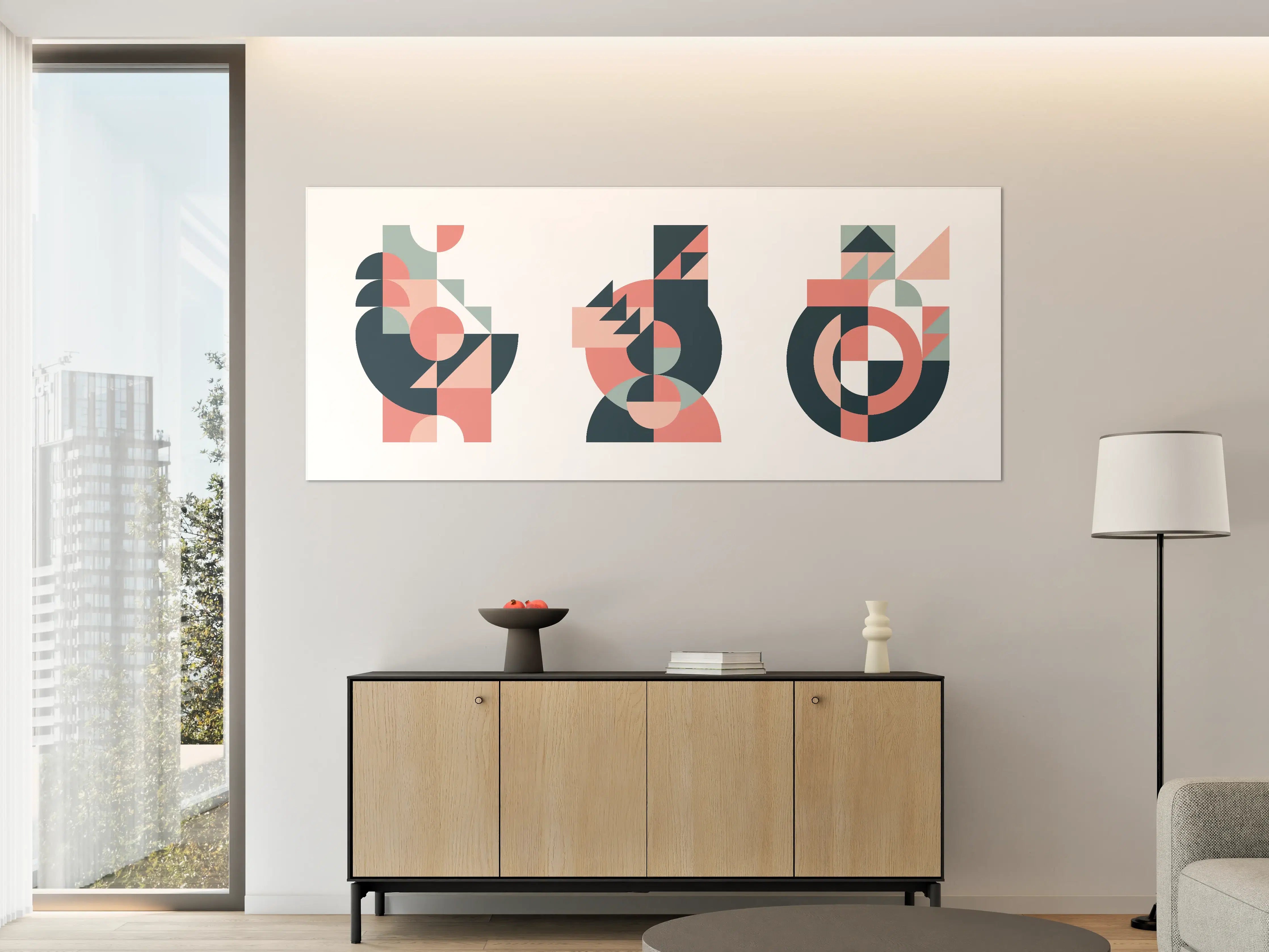 Große Wandbilder - Nebelschwere Geometrie in Grautönen