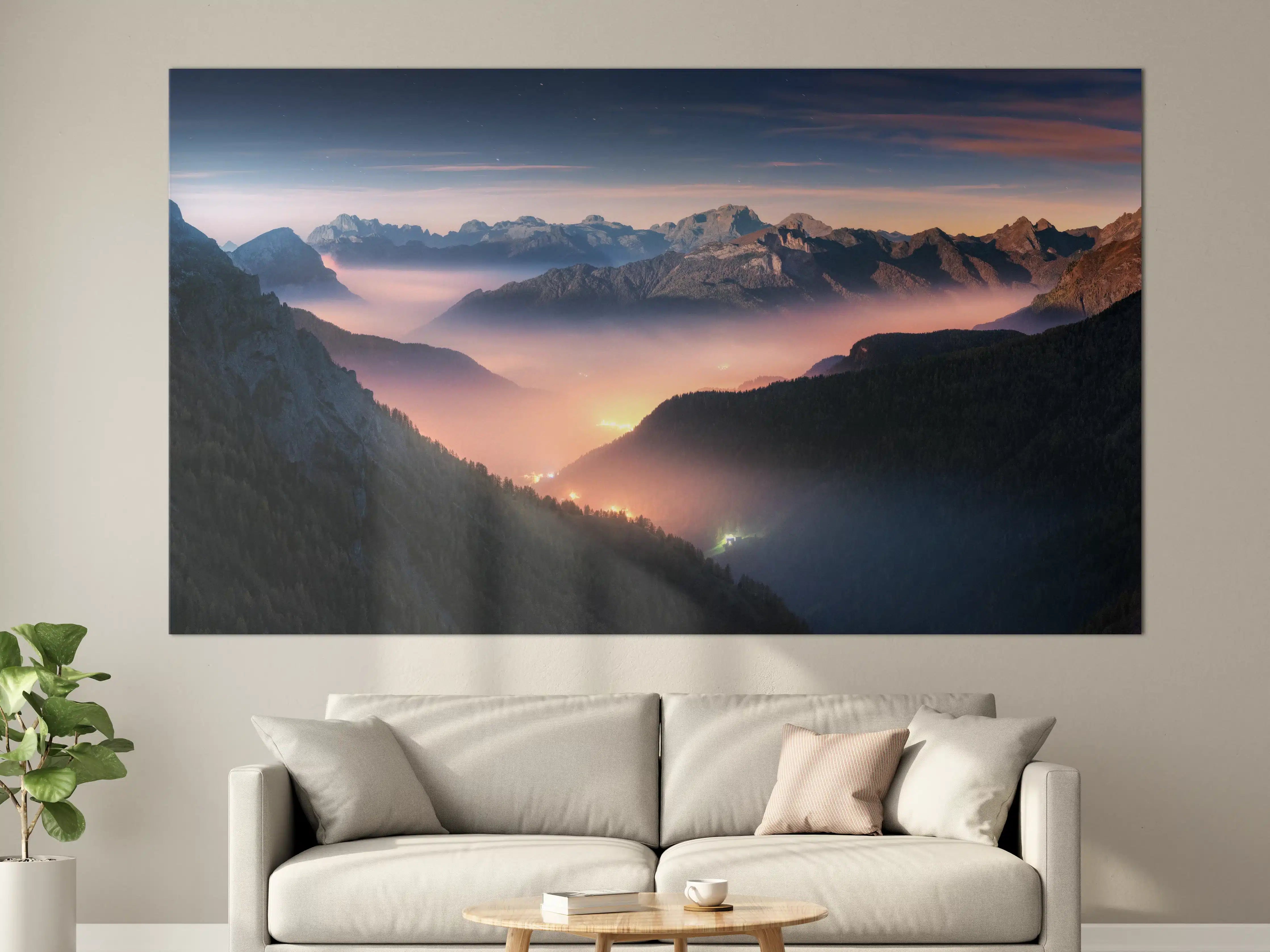 Große Wandbilder - Nebliger Blick auf Dolomiten
