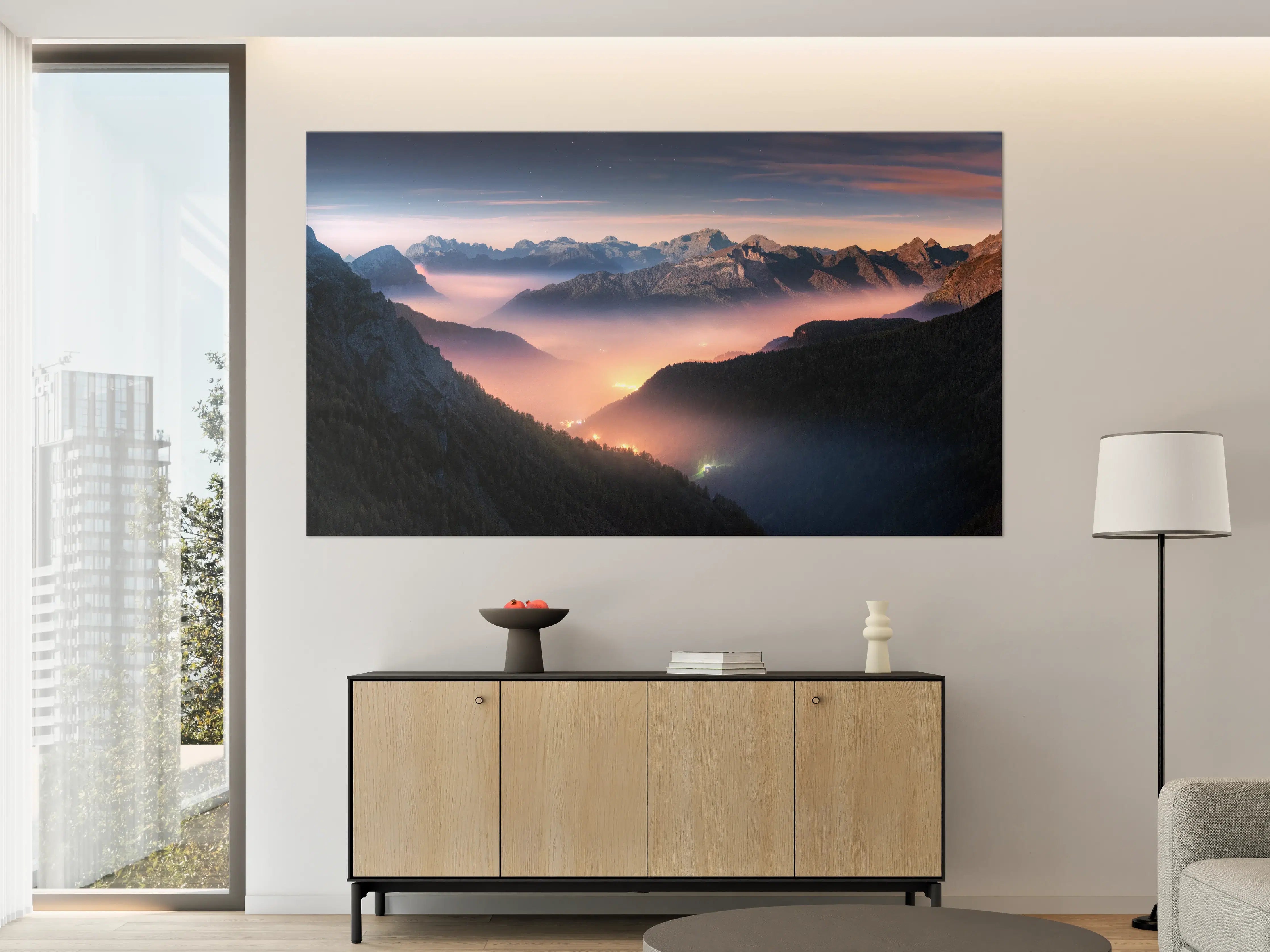 Große Wandbilder - Nebliger Blick auf Dolomiten