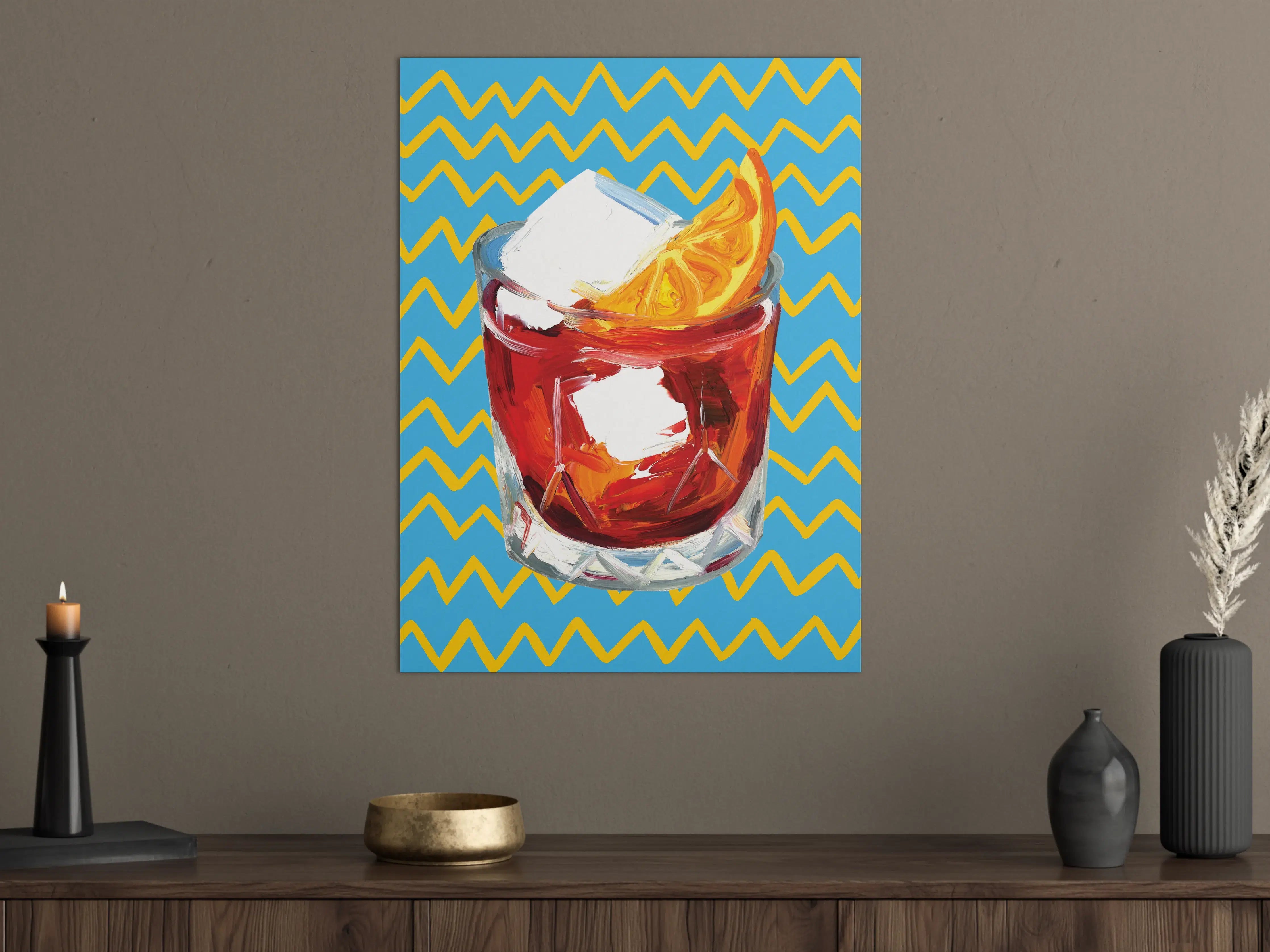 Große Wandbilder - Negroni Cocktail - Acryl Gemälde 
