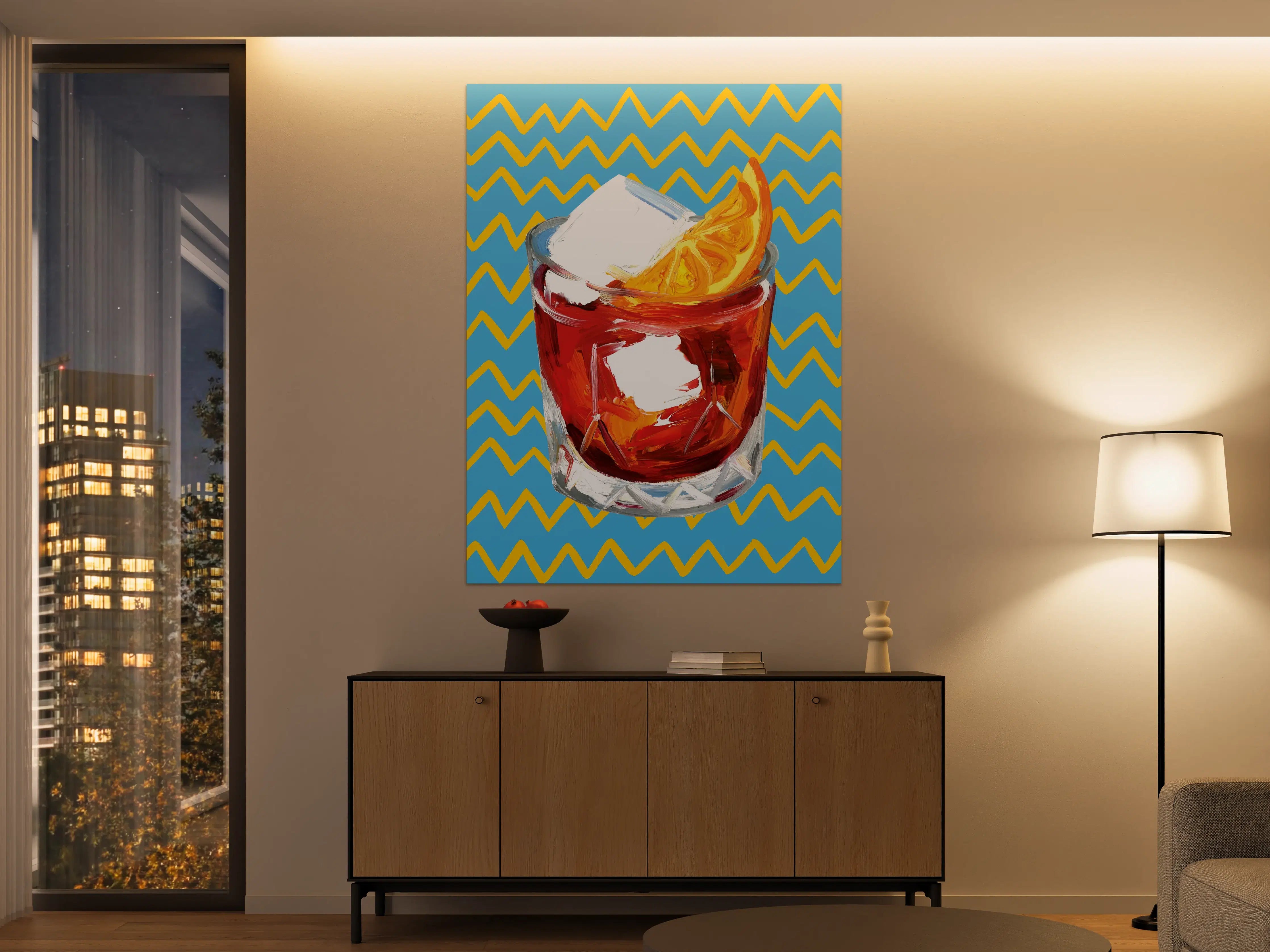 Große Wandbilder - Negroni Cocktail - Acryl Gemälde 