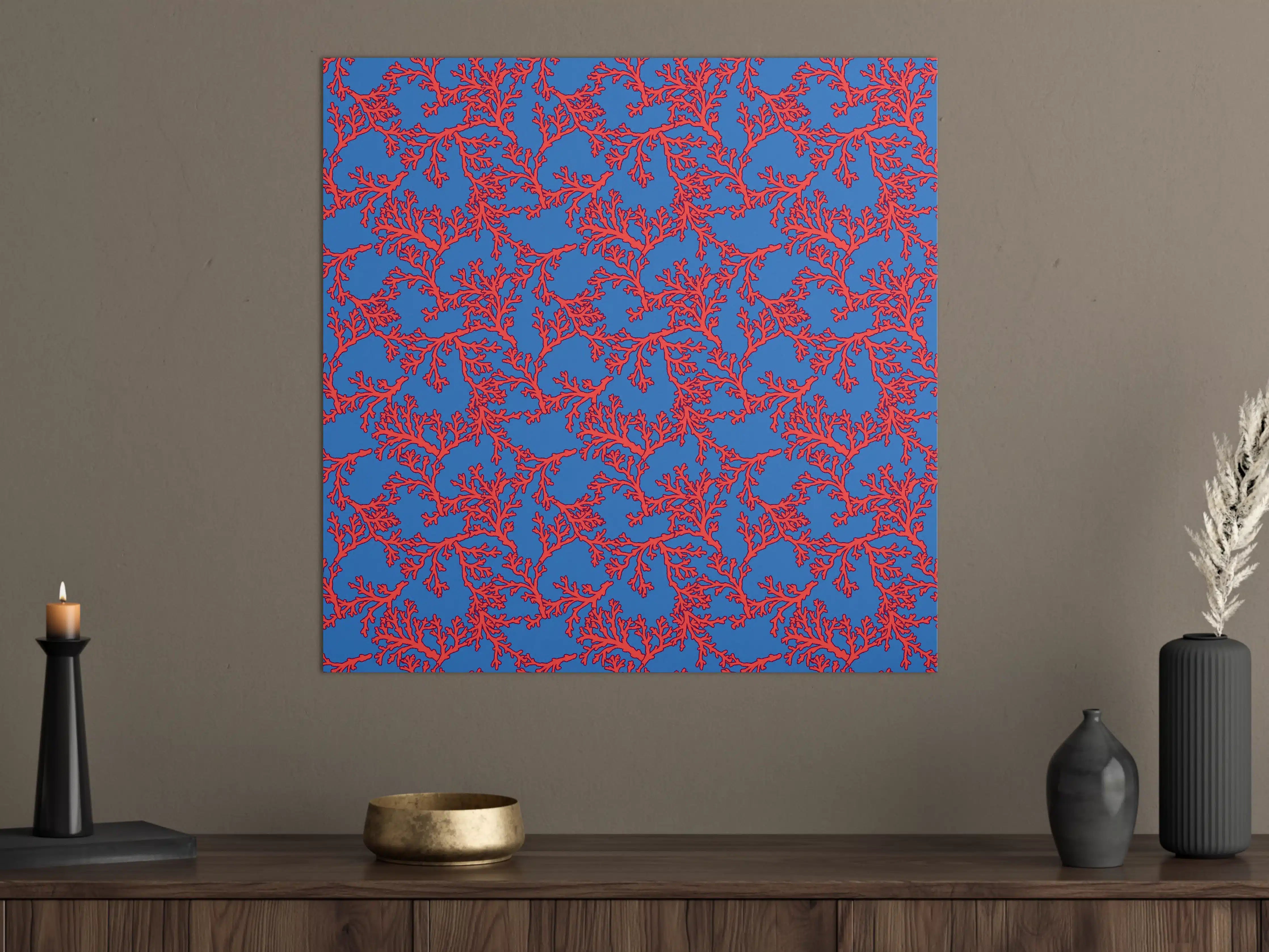 Große Wandbilder - Neon-Korallen Blau-Rot
