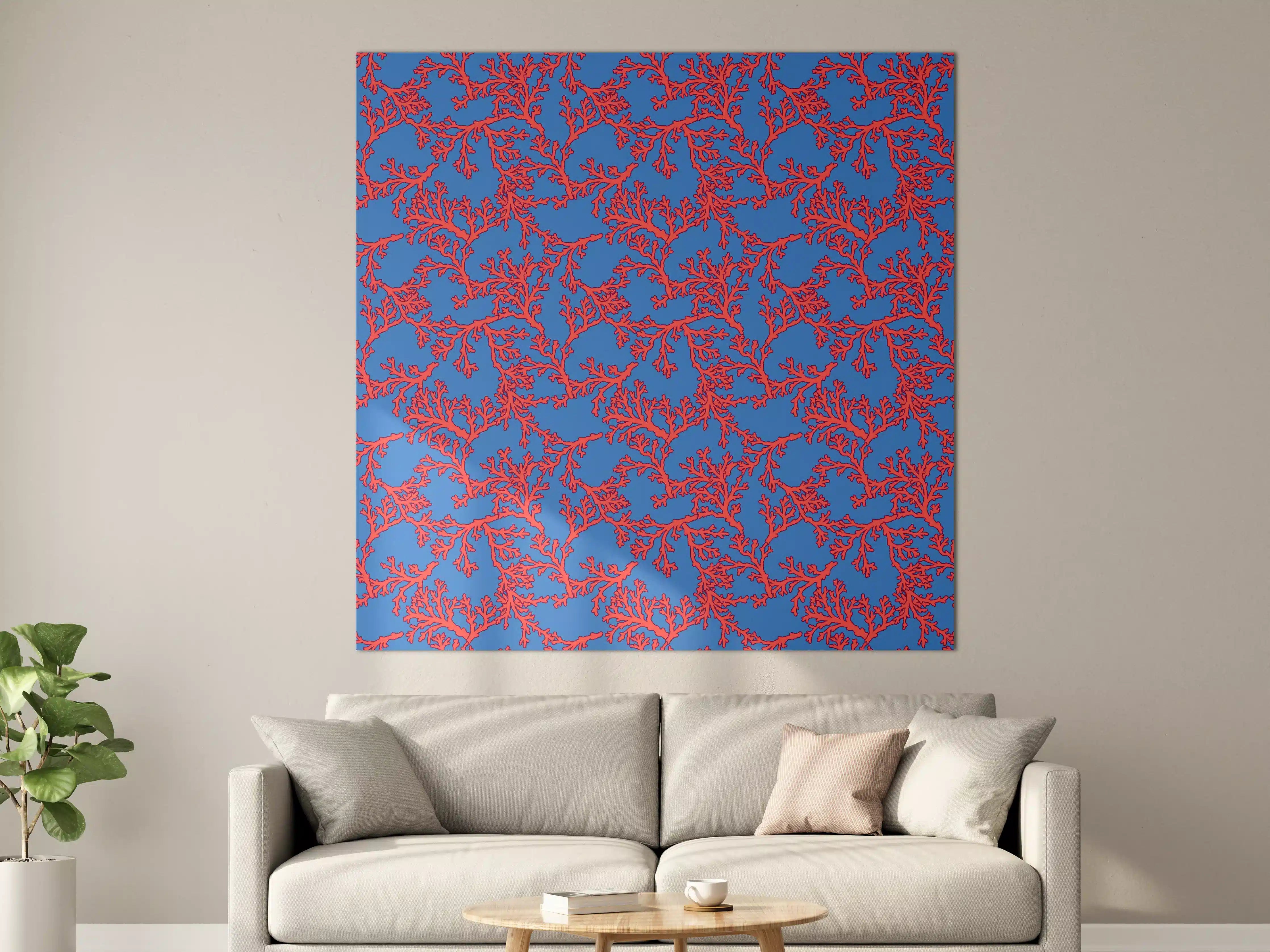 Große Wandbilder - Neon-Korallen Blau-Rot