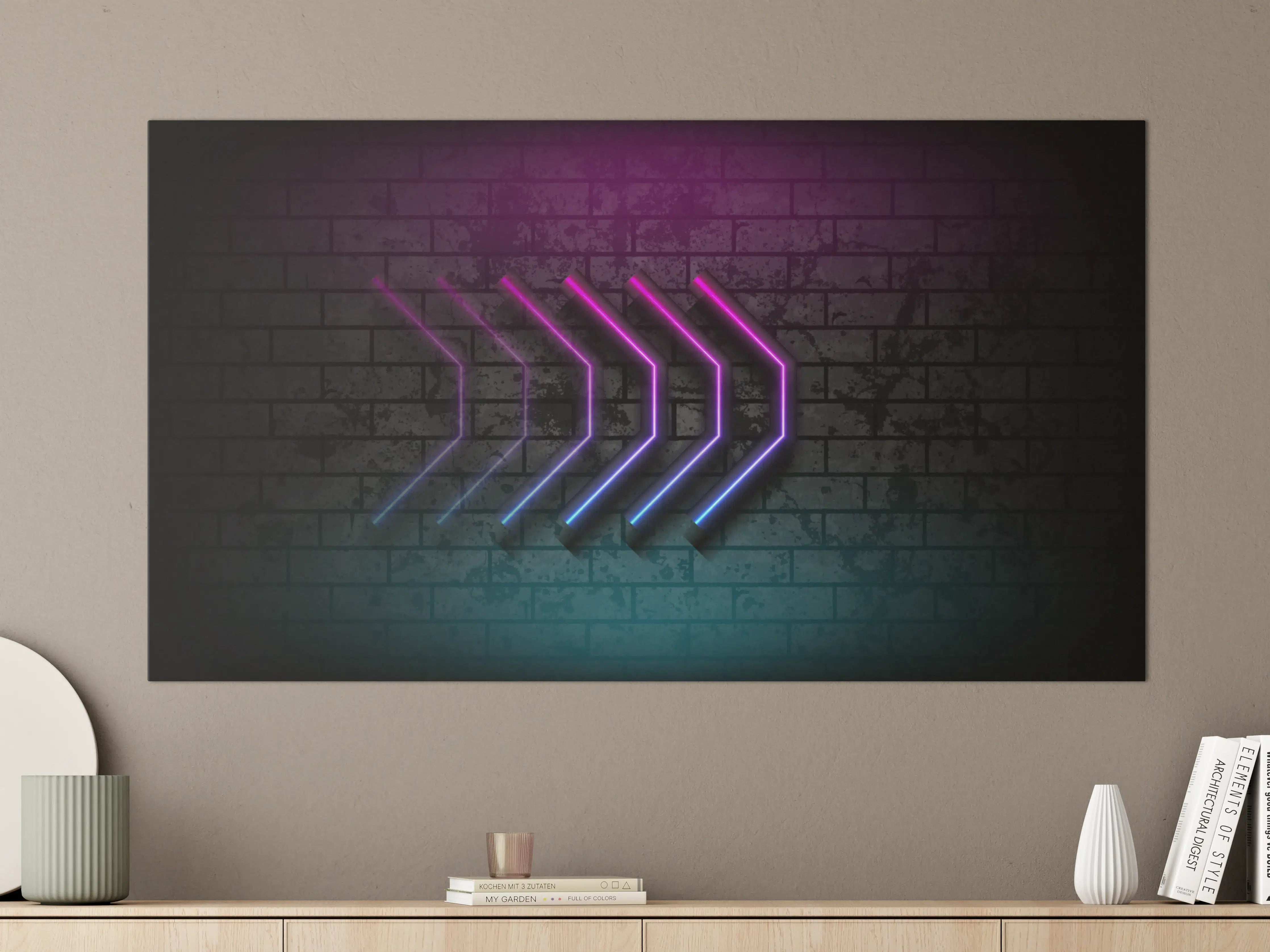 Große Wandbilder - Neon-Licht Acrylbild in dunkler Umgebung