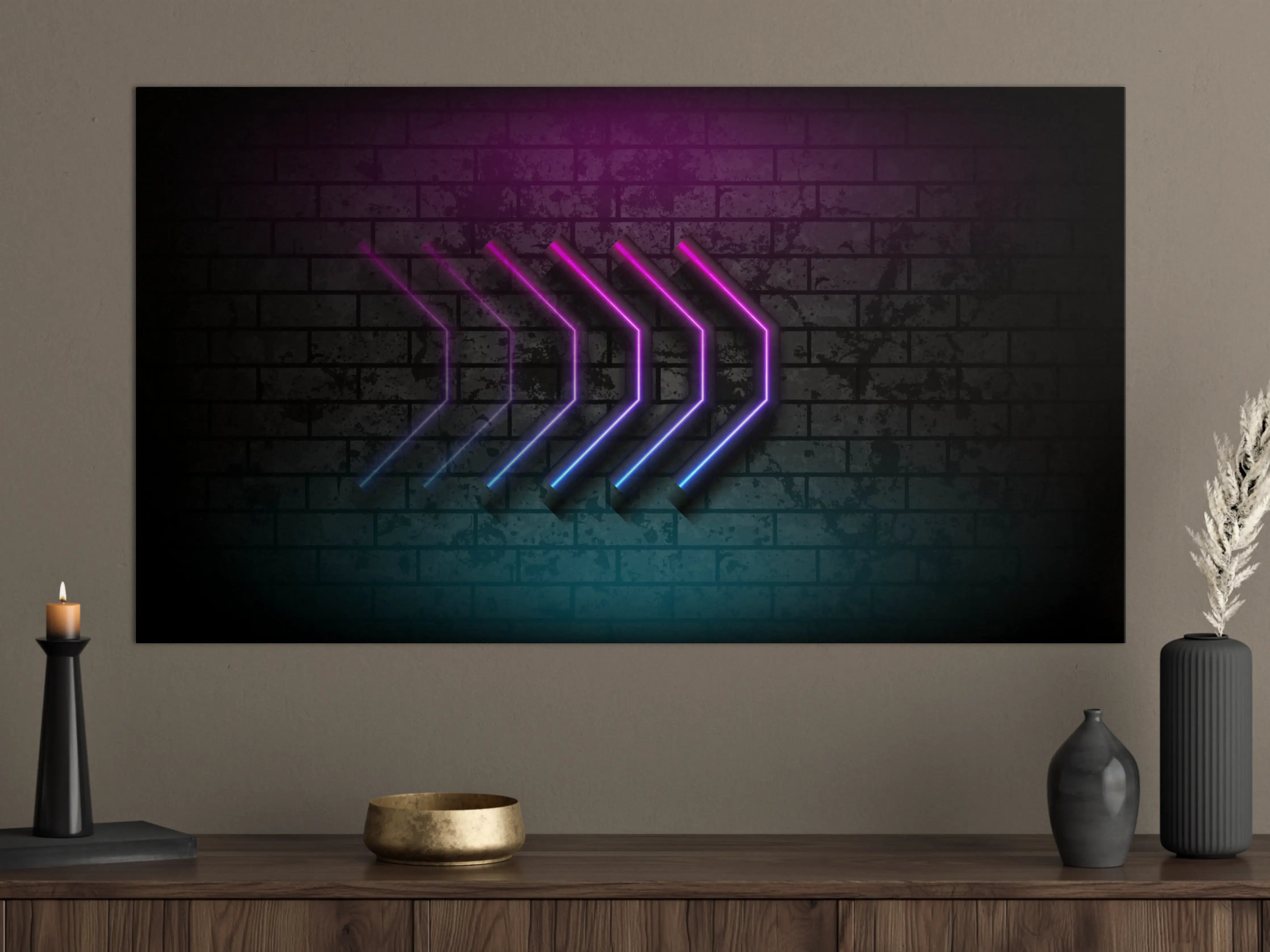 Große Wandbilder - Neon-Licht Acrylbild in dunkler Umgebung