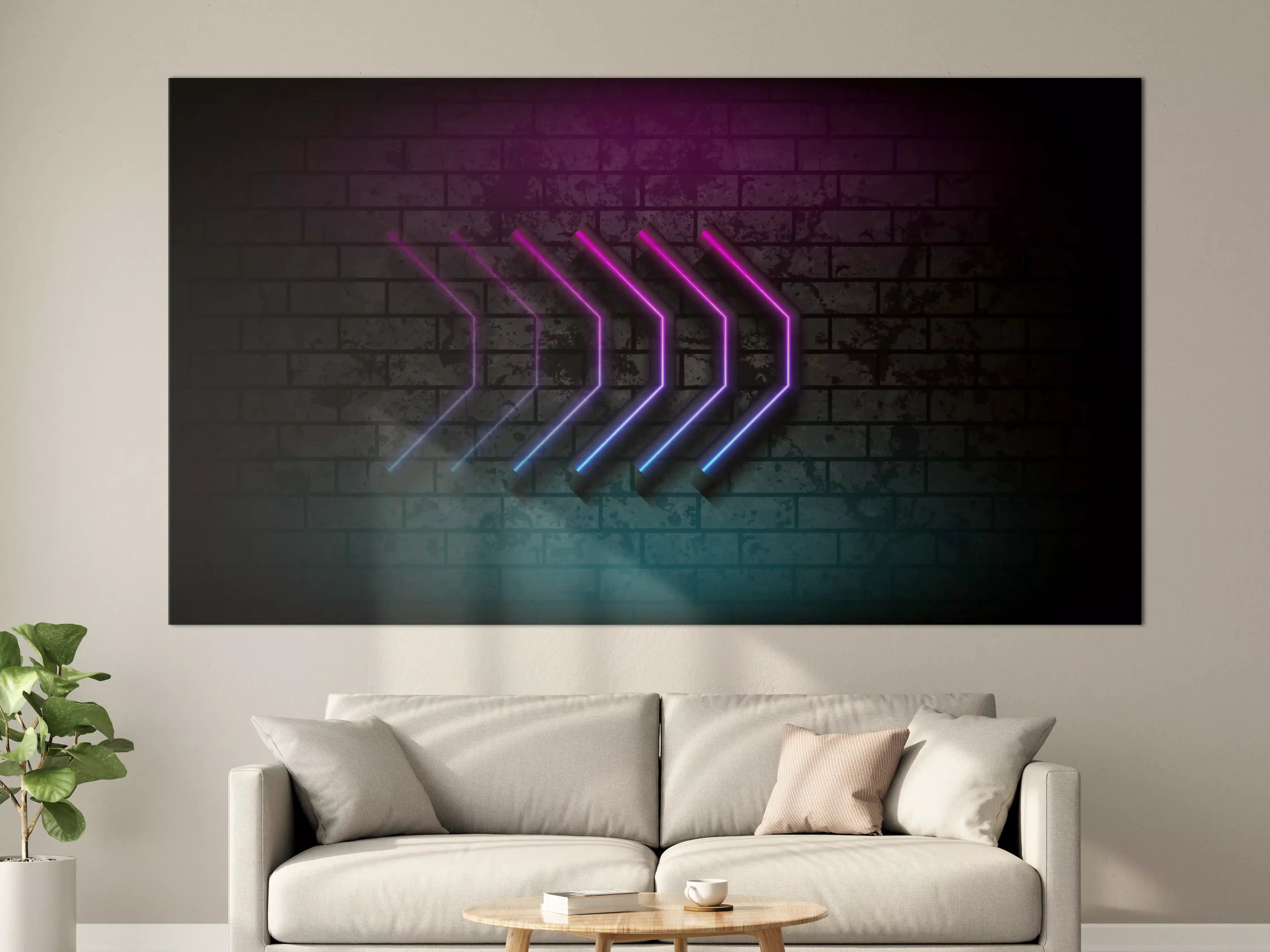 Große Wandbilder - Neon-Licht Acrylbild in dunkler Umgebung