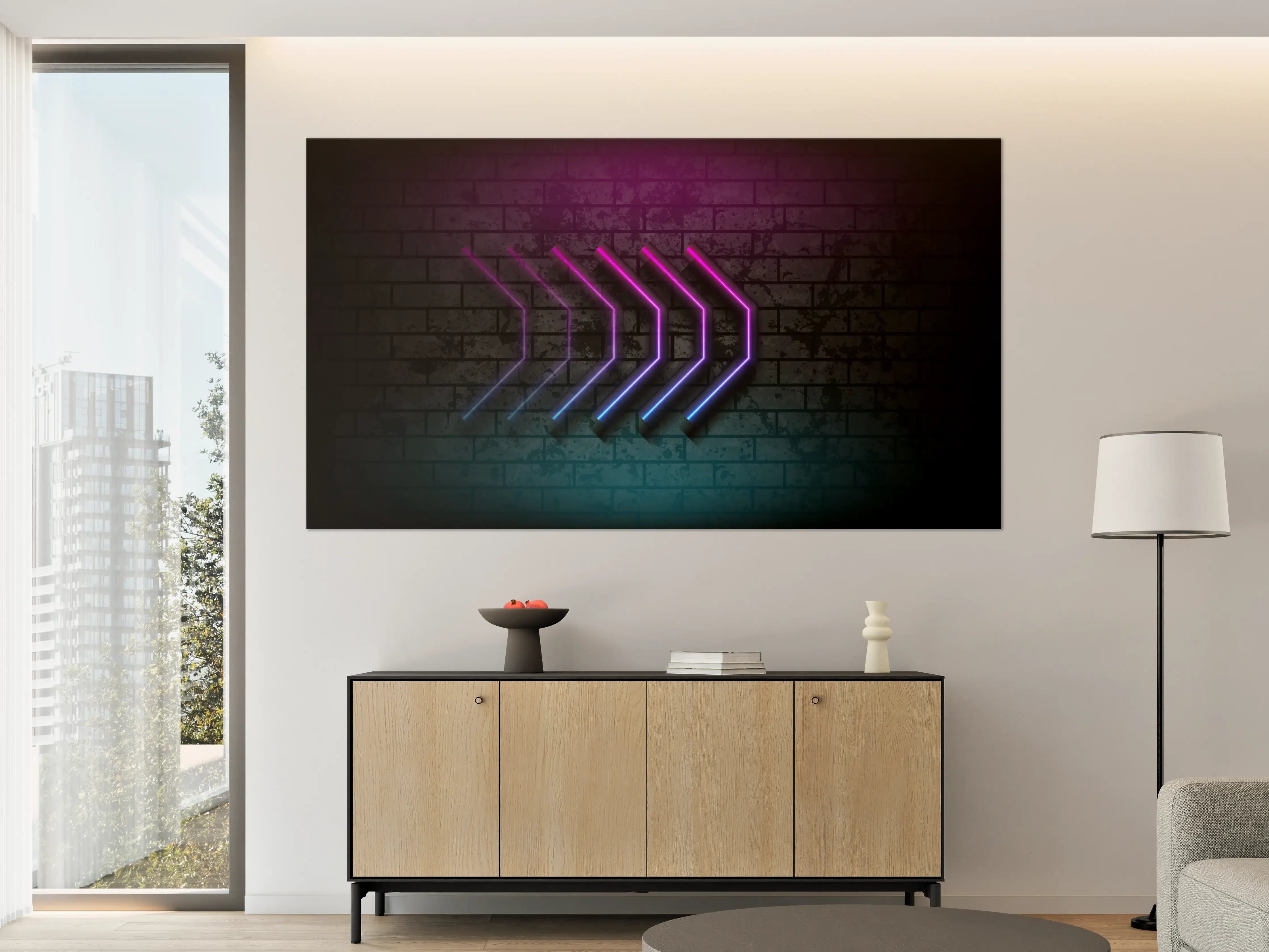 Große Wandbilder - Neon-Licht Acrylbild in dunkler Umgebung