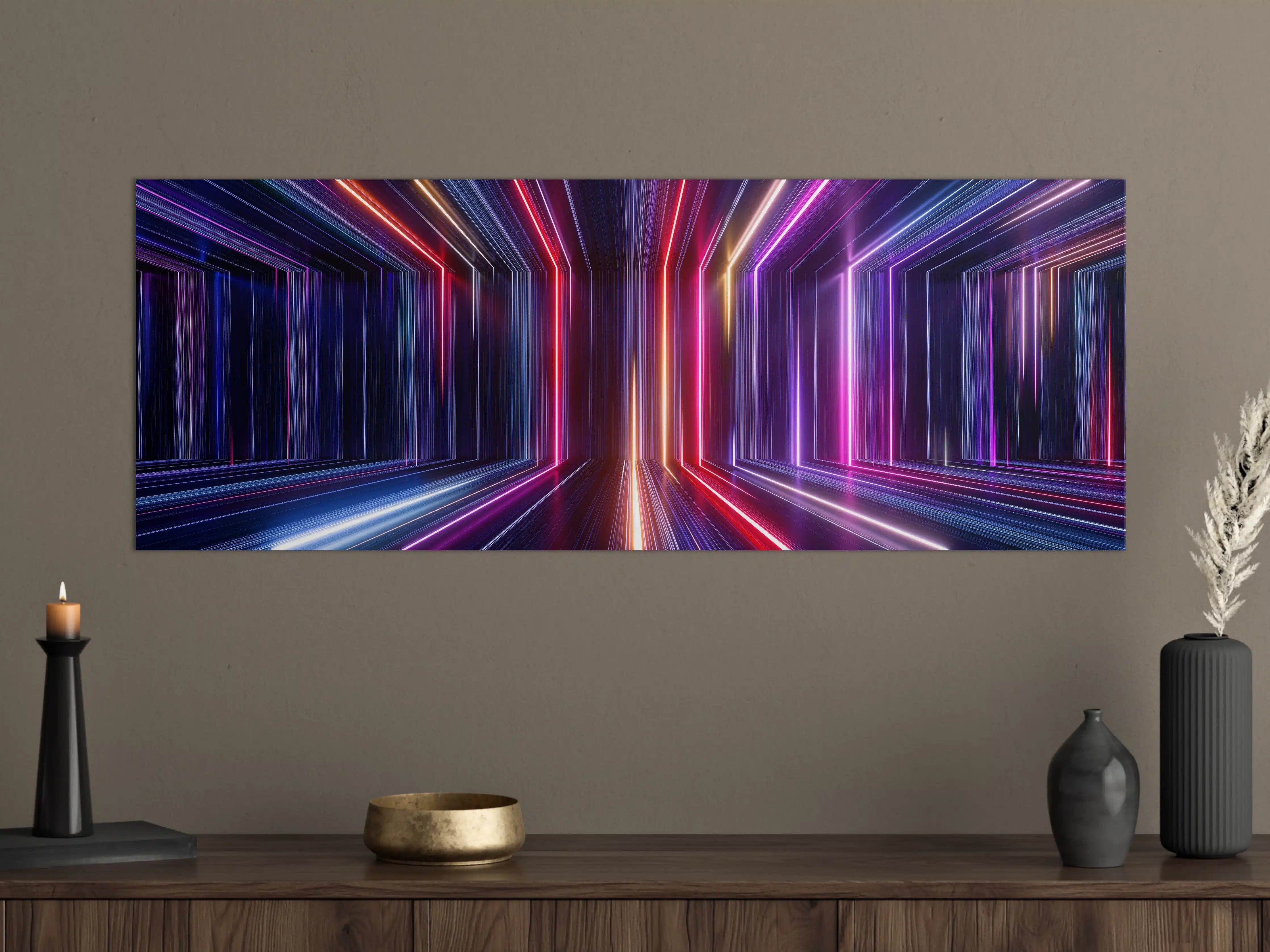 Große Wandbilder - Neonlichteffekte in dunklem Studio