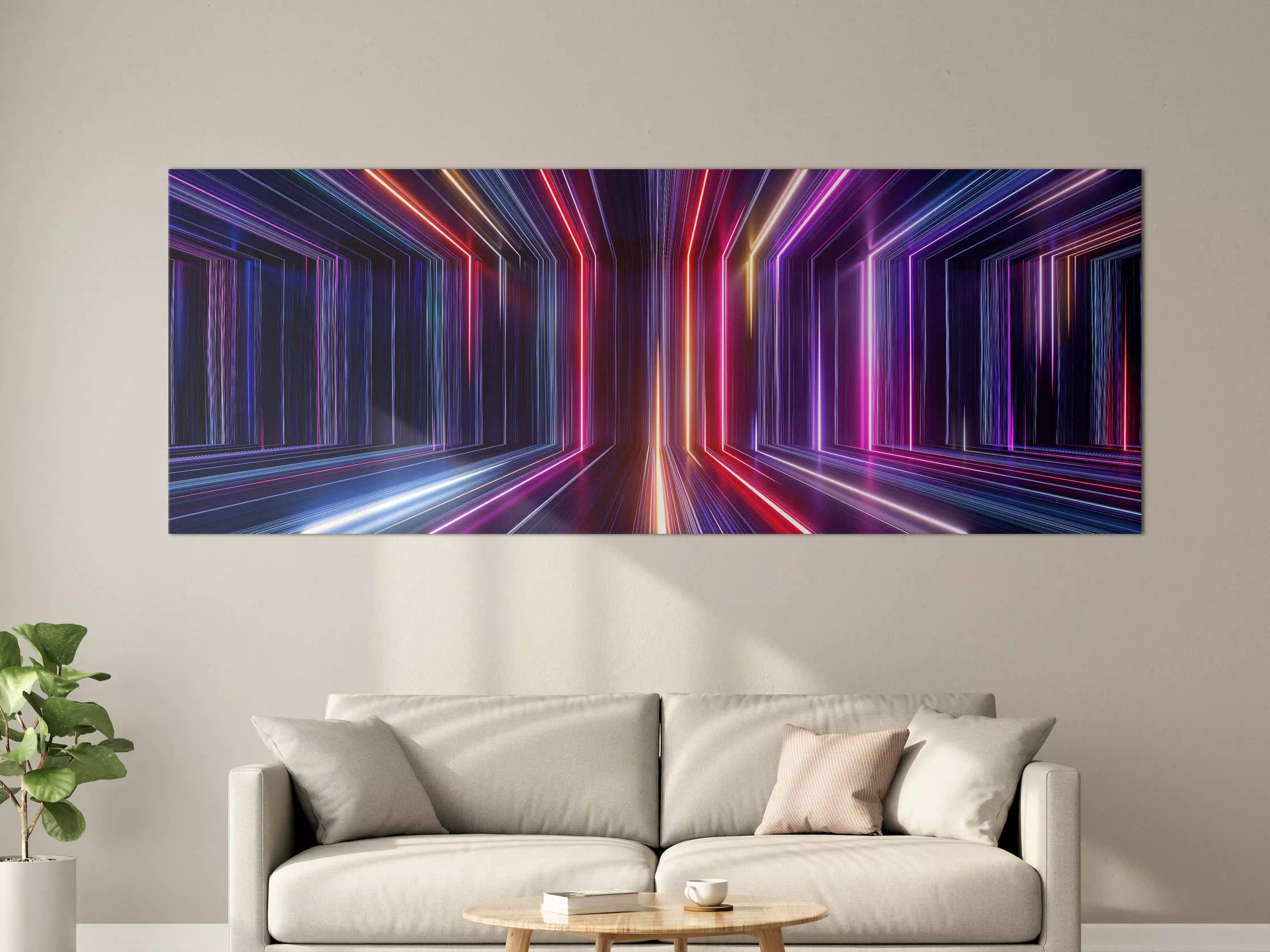 Große Wandbilder - Neonlichteffekte in dunklem Studio
