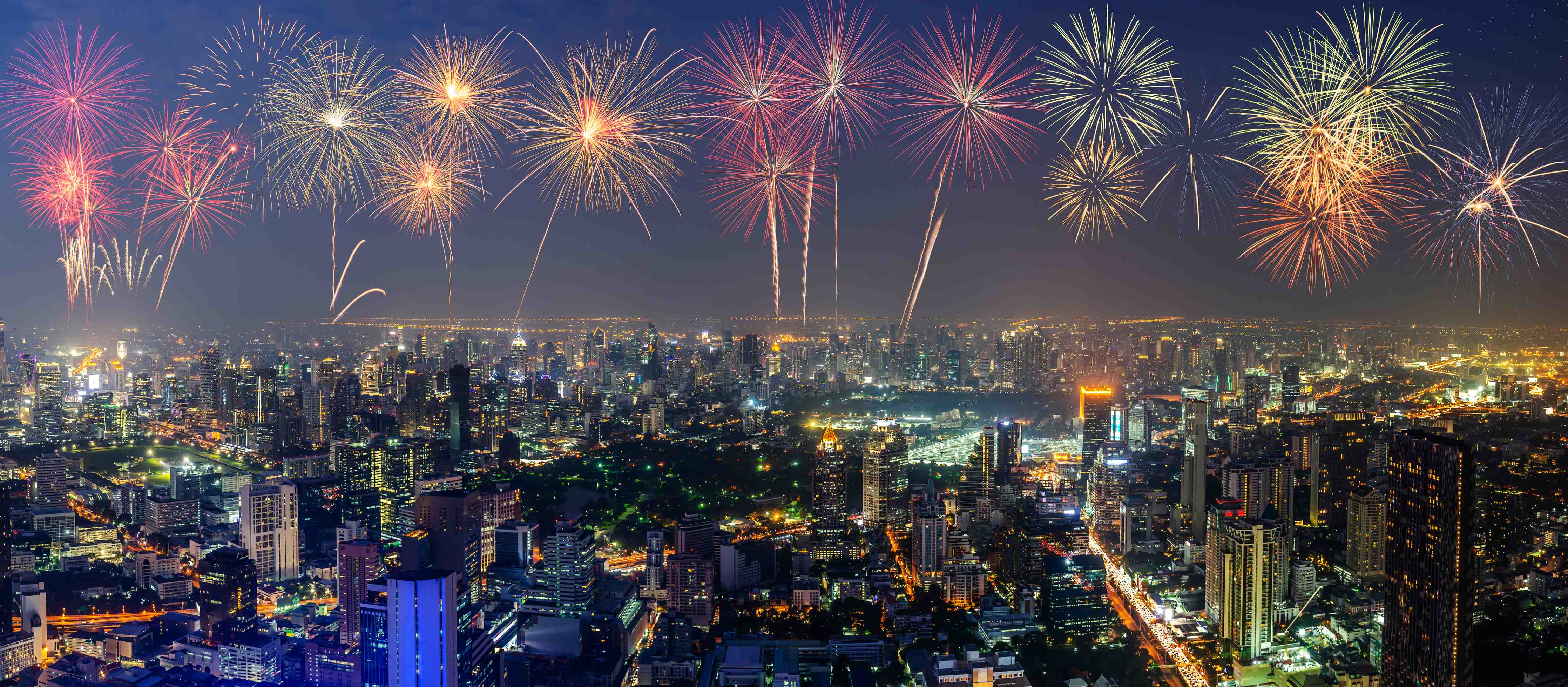 Große Wandbilder-Neujahres Skyline in Bangkok