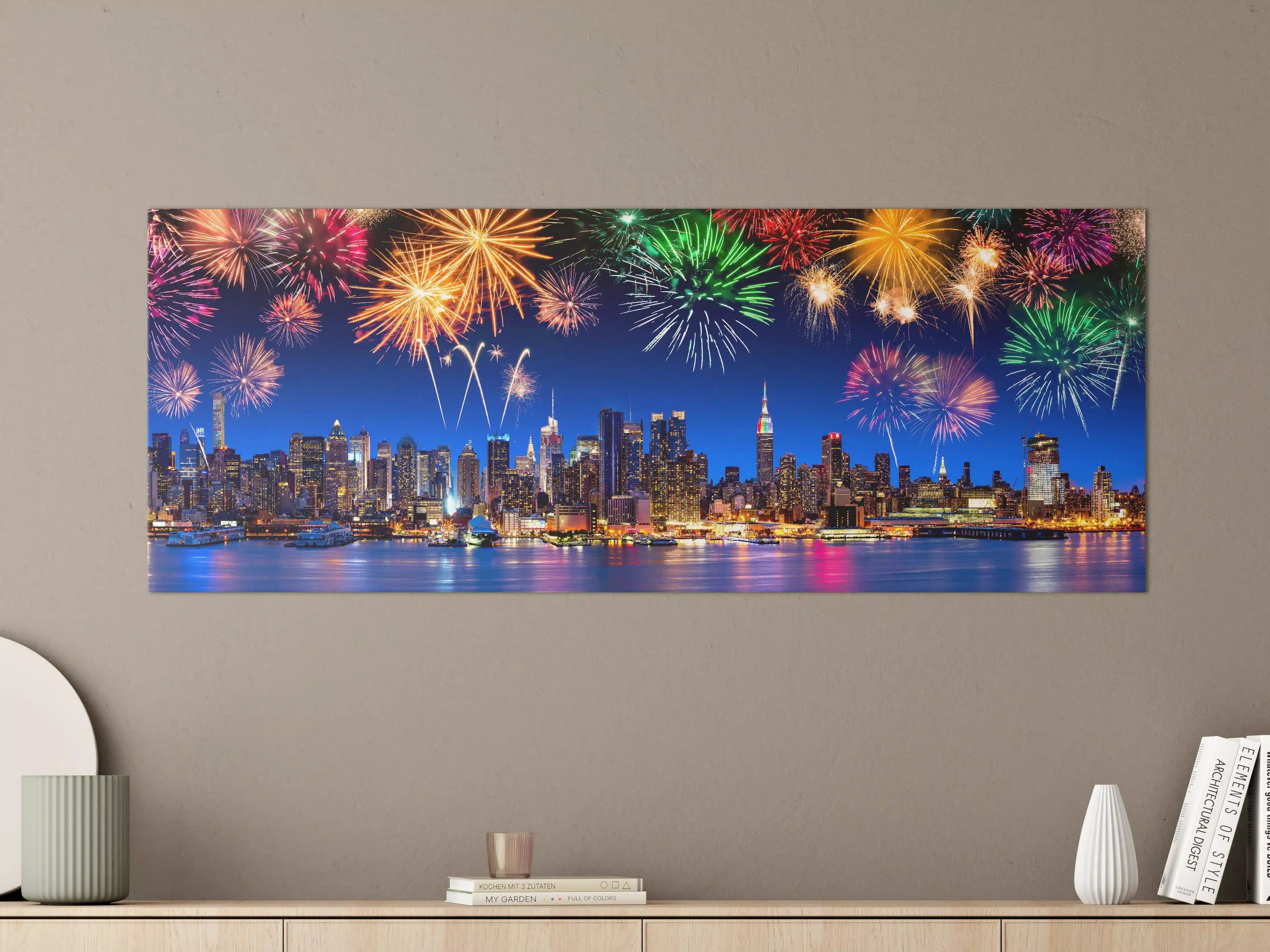 Große Wandbilder - New York City Panorama mit Feuerwerk