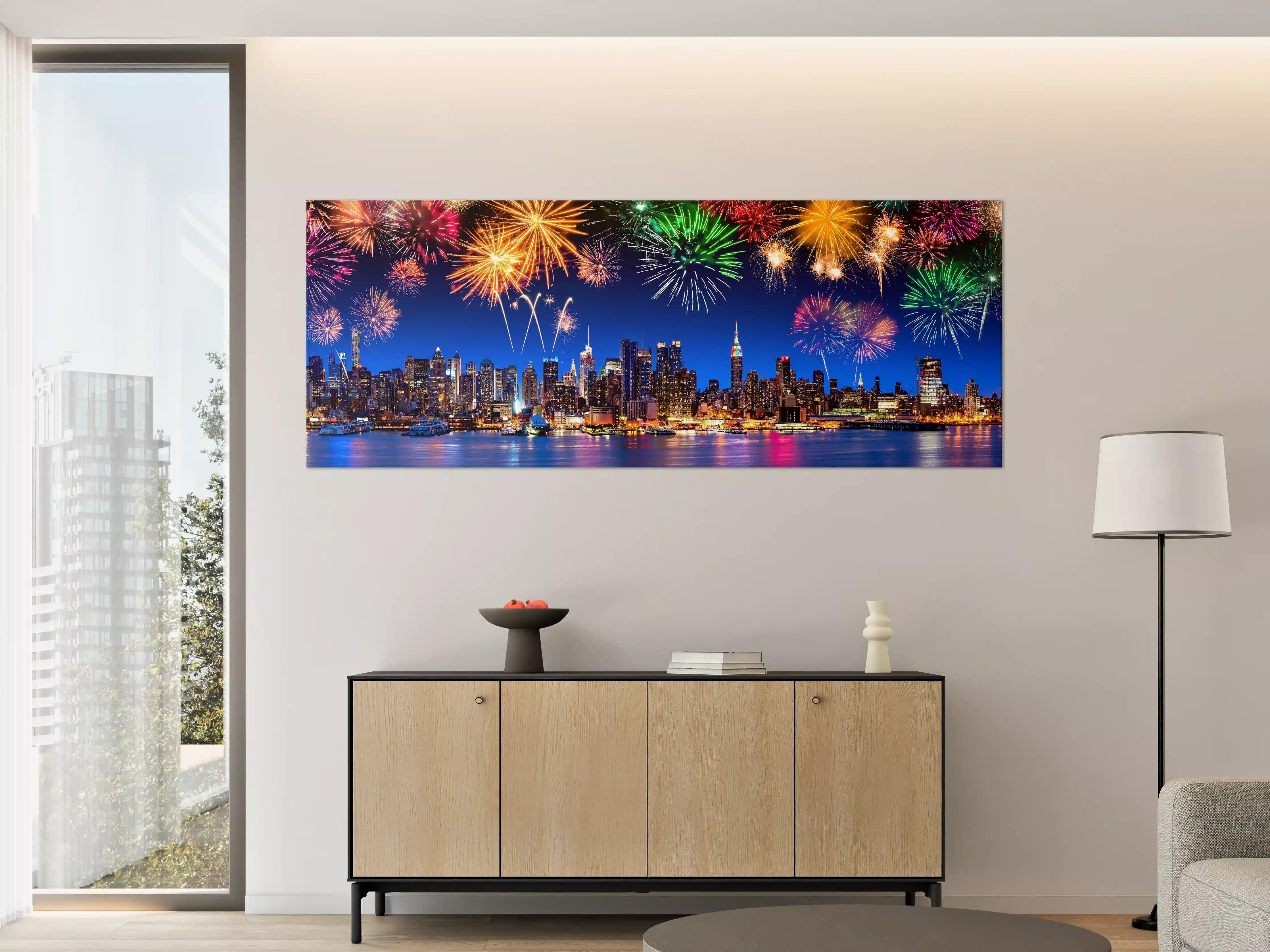 Große Wandbilder - New York City Panorama mit Feuerwerk