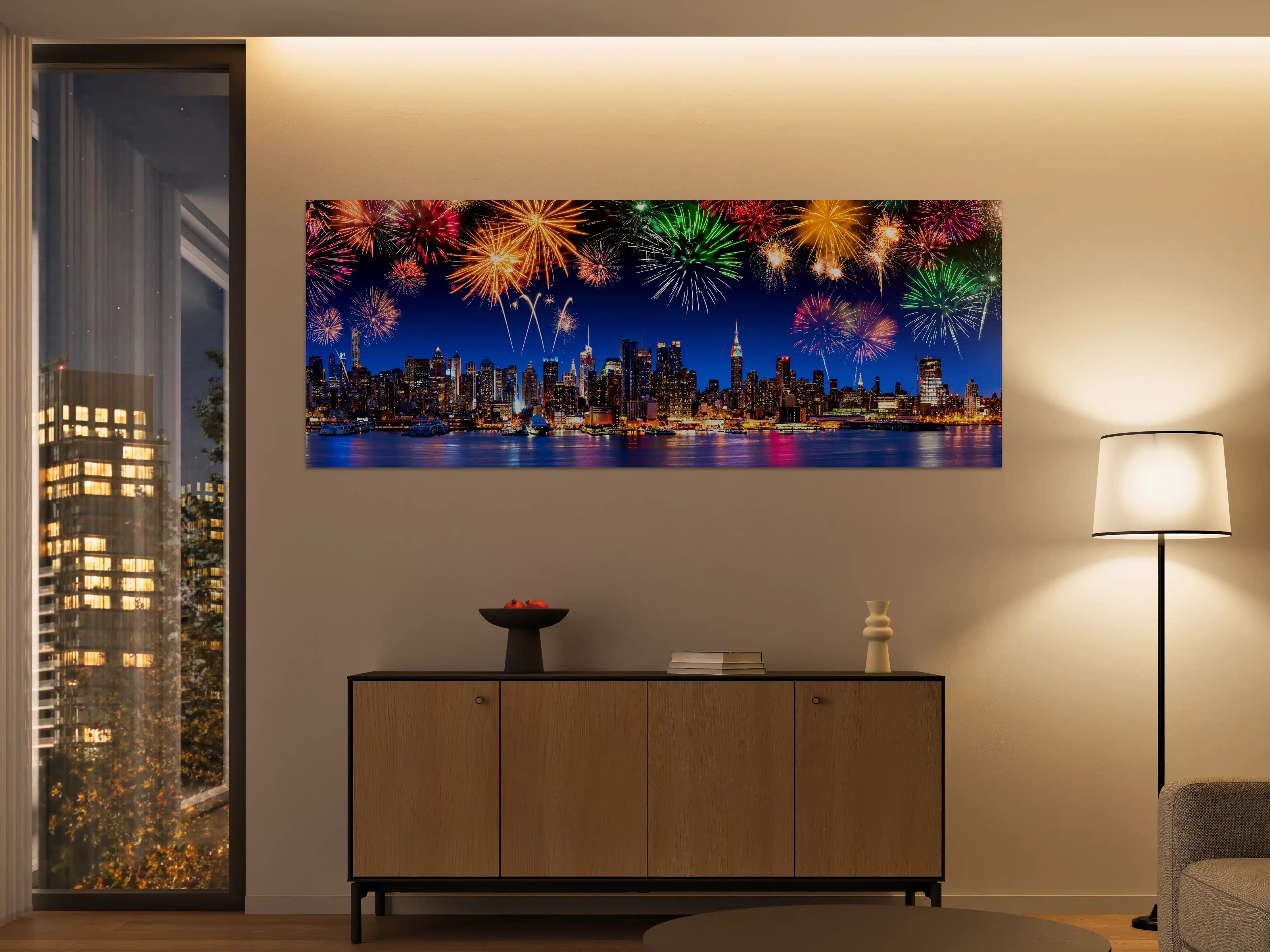 Große Wandbilder - New York City Panorama mit Feuerwerk