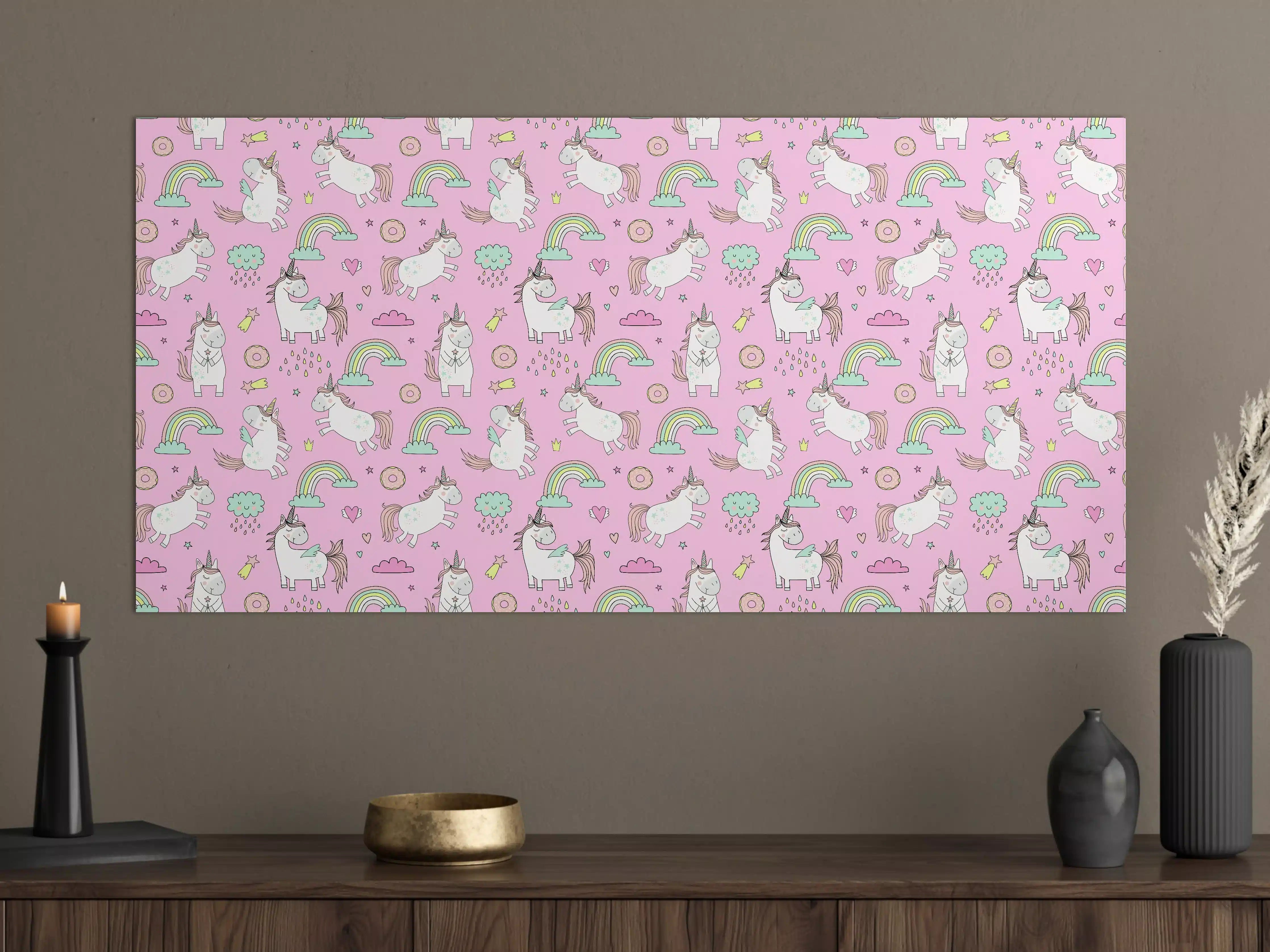 Große Wandbilder - Niedliche Einhorn-Welt in Pastellfarben