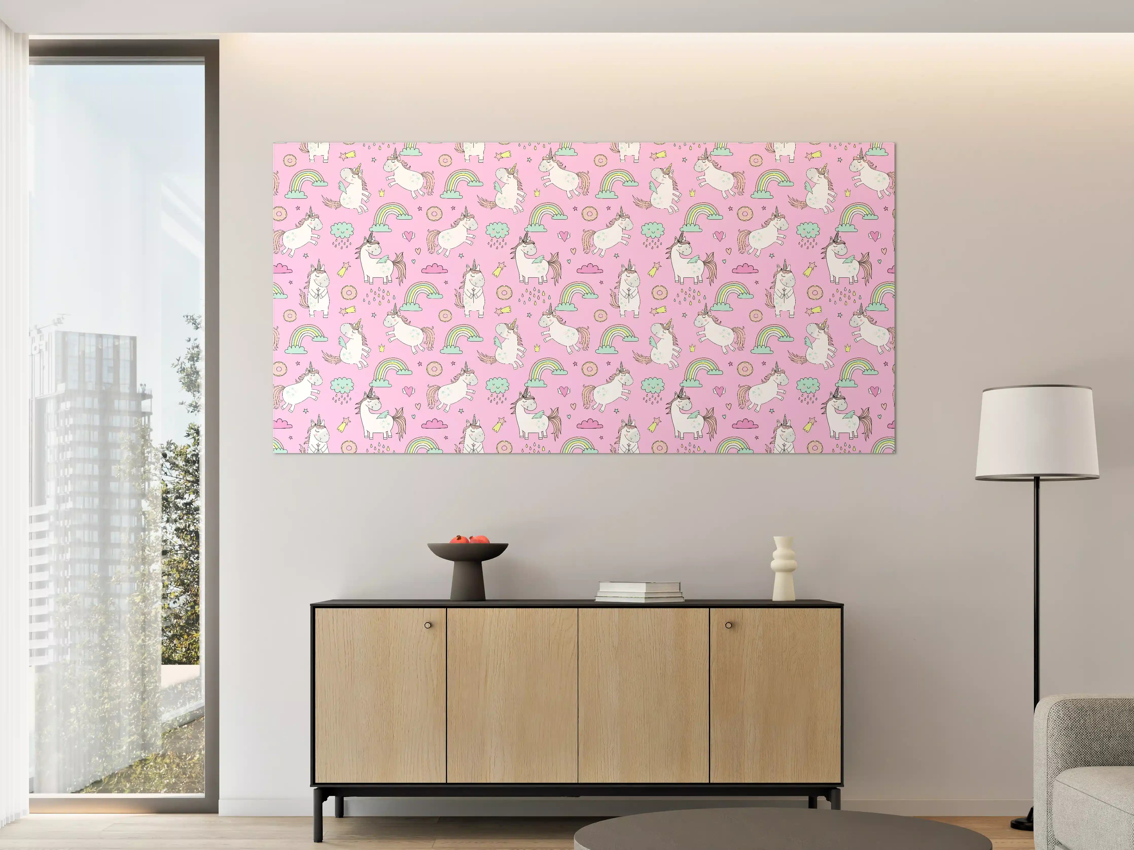 Große Wandbilder - Niedliche Einhorn-Welt in Pastellfarben
