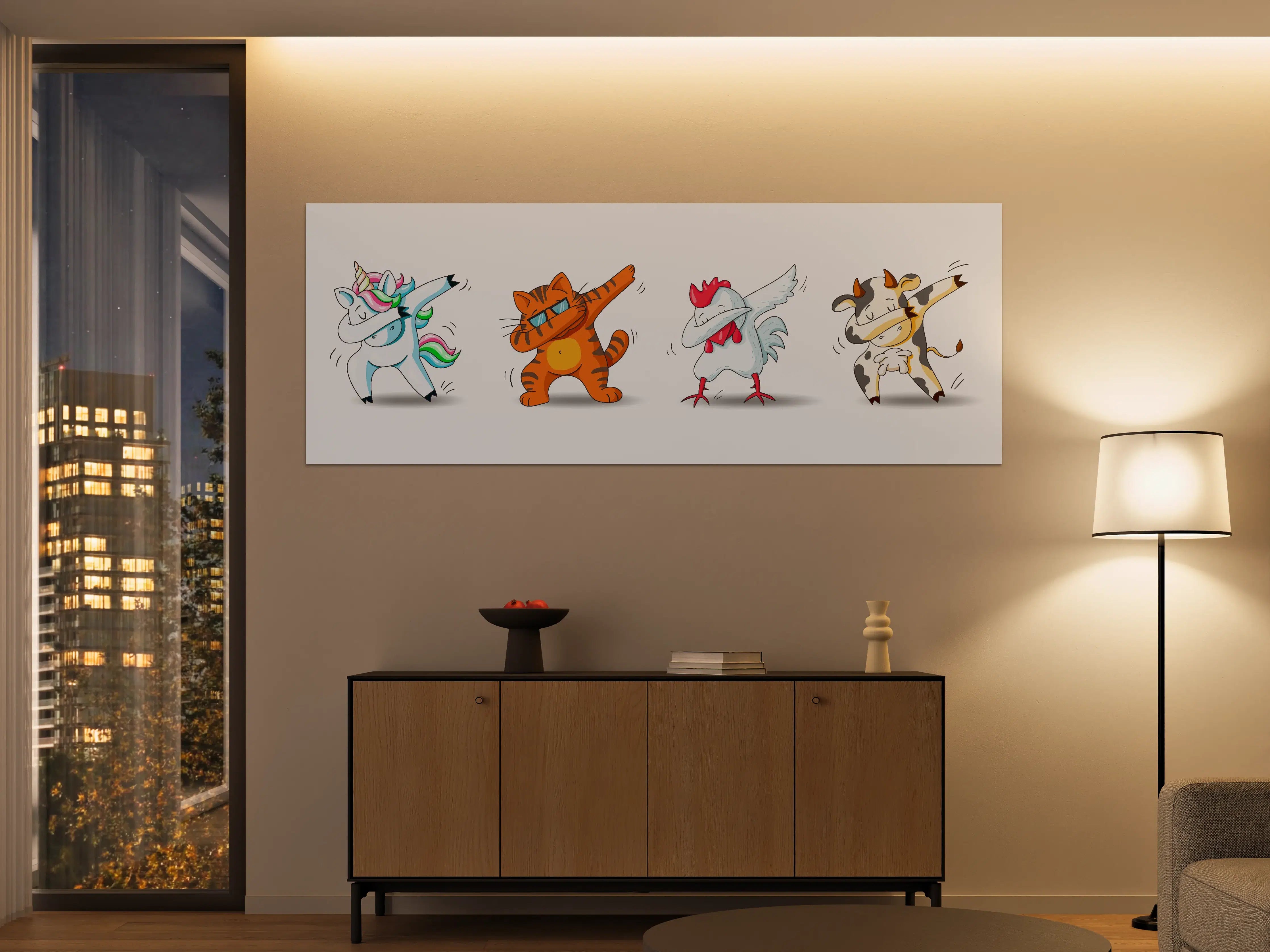Große Wandbilder - Niedliche Tier-Animationen mit bunten Farben