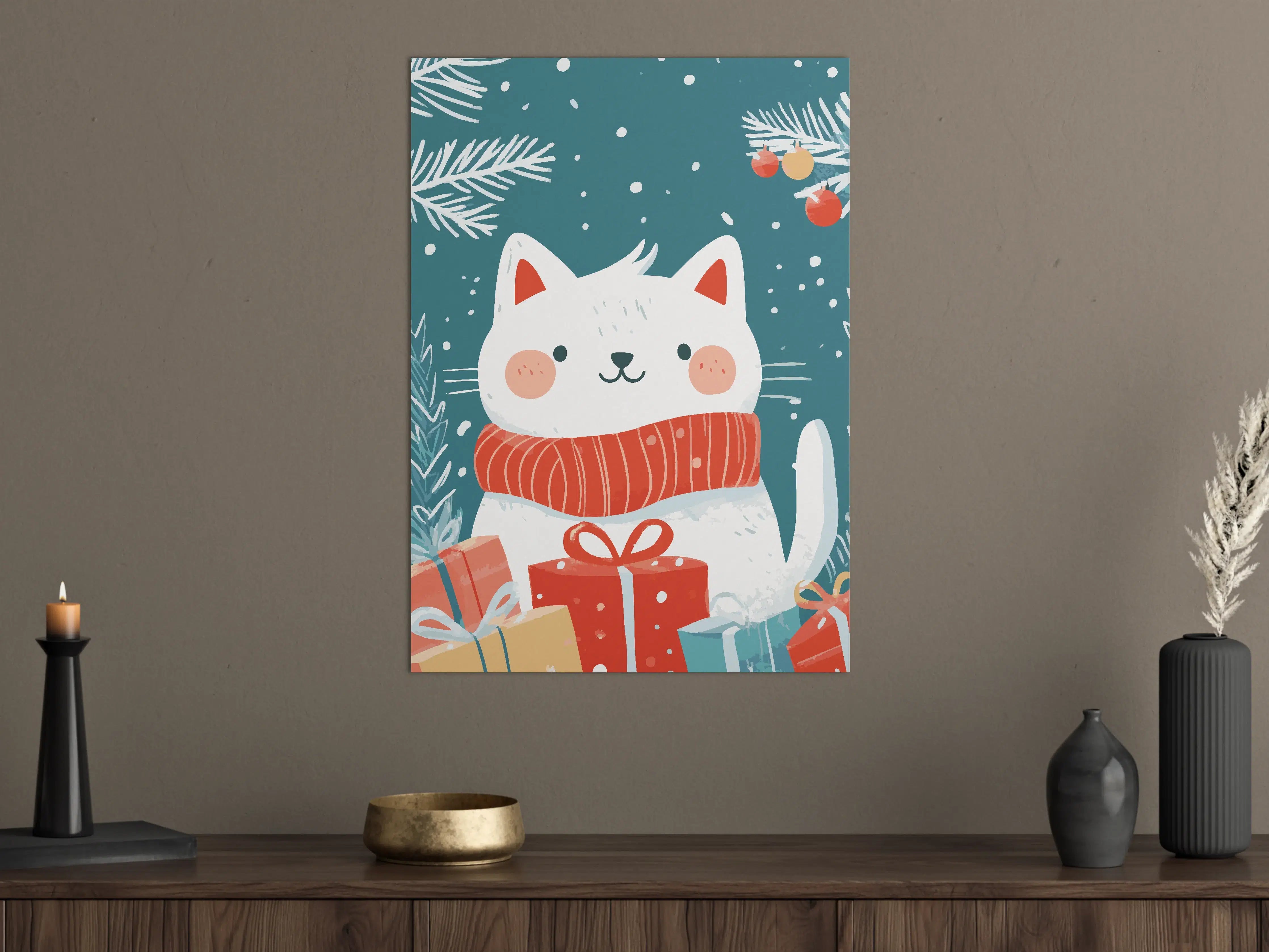 Große Wandbilder - Niedliche weihnachtliche Katzenillustration