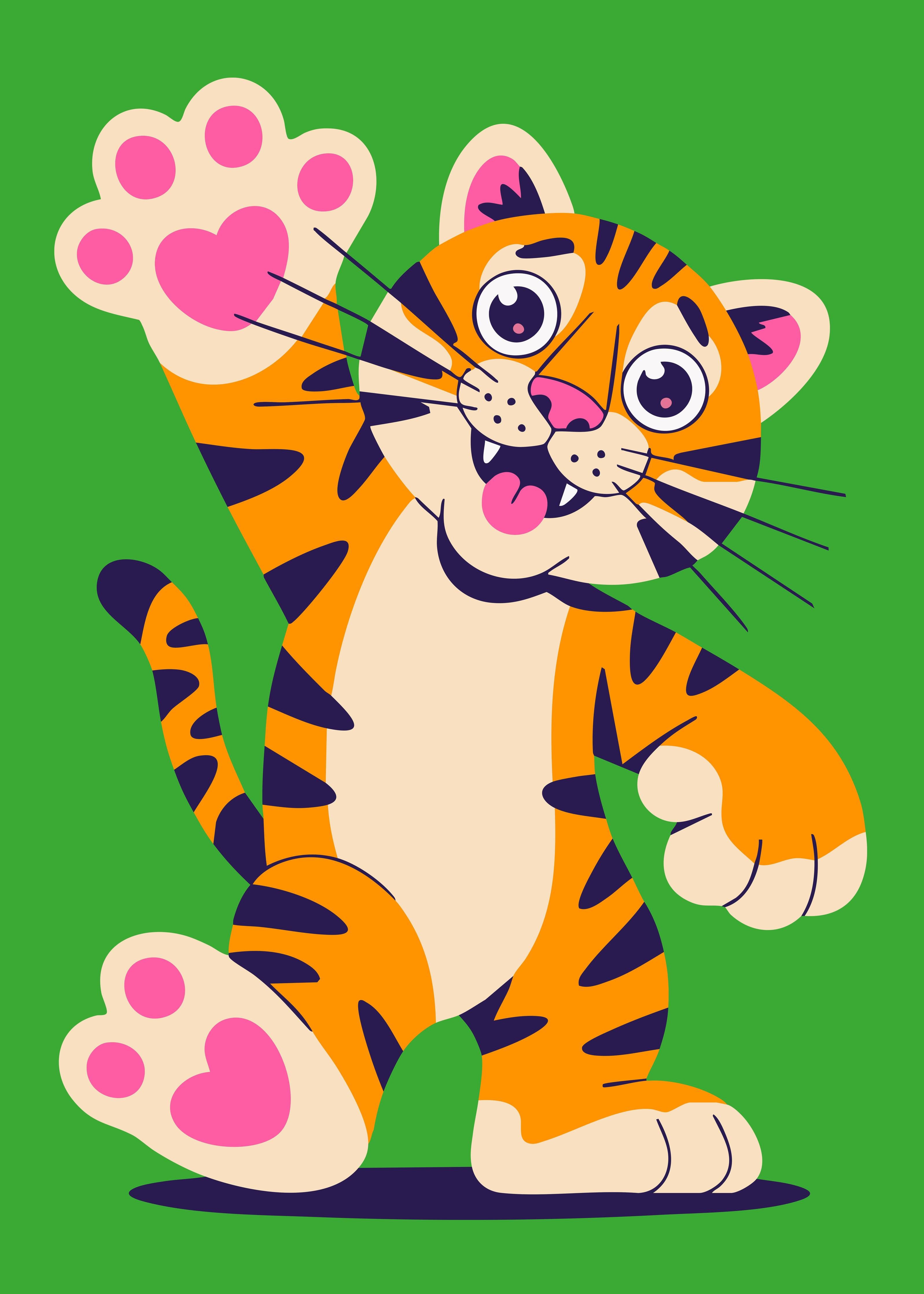 Große Wandbilder-Niedlicher Cartoon-Tiger