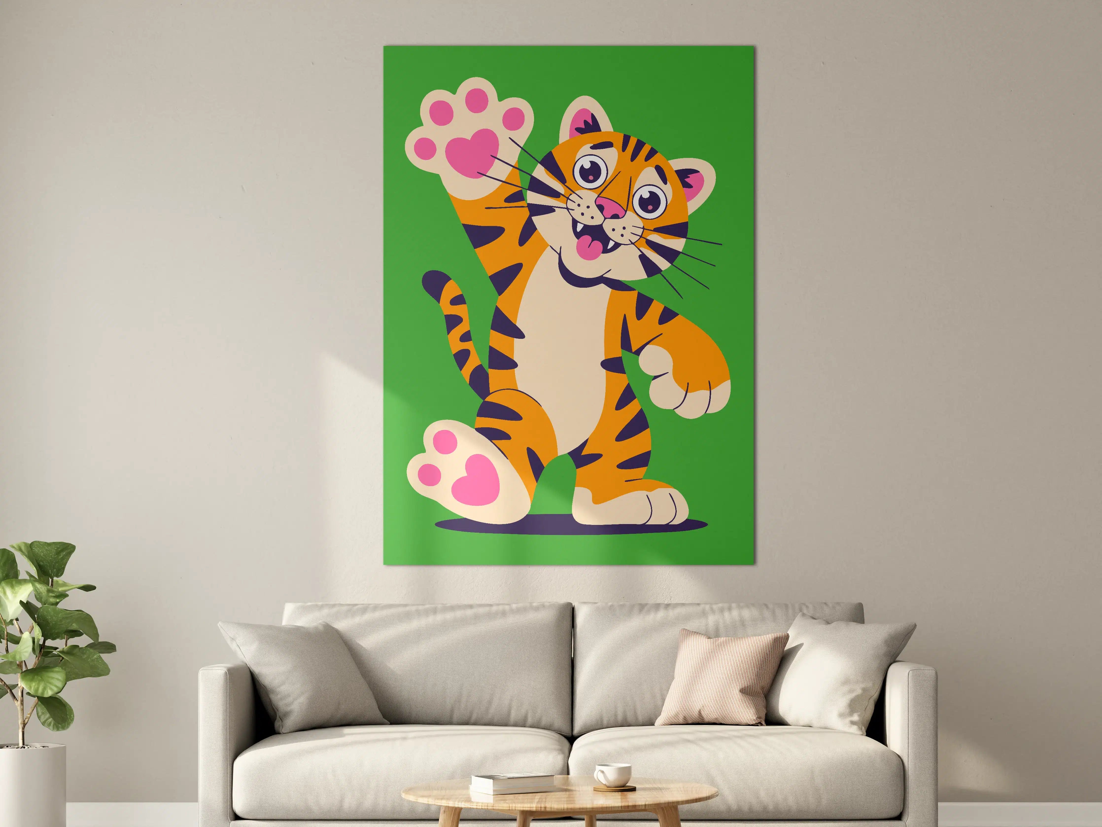 Große Wandbilder - Niedlicher Cartoon-Tiger