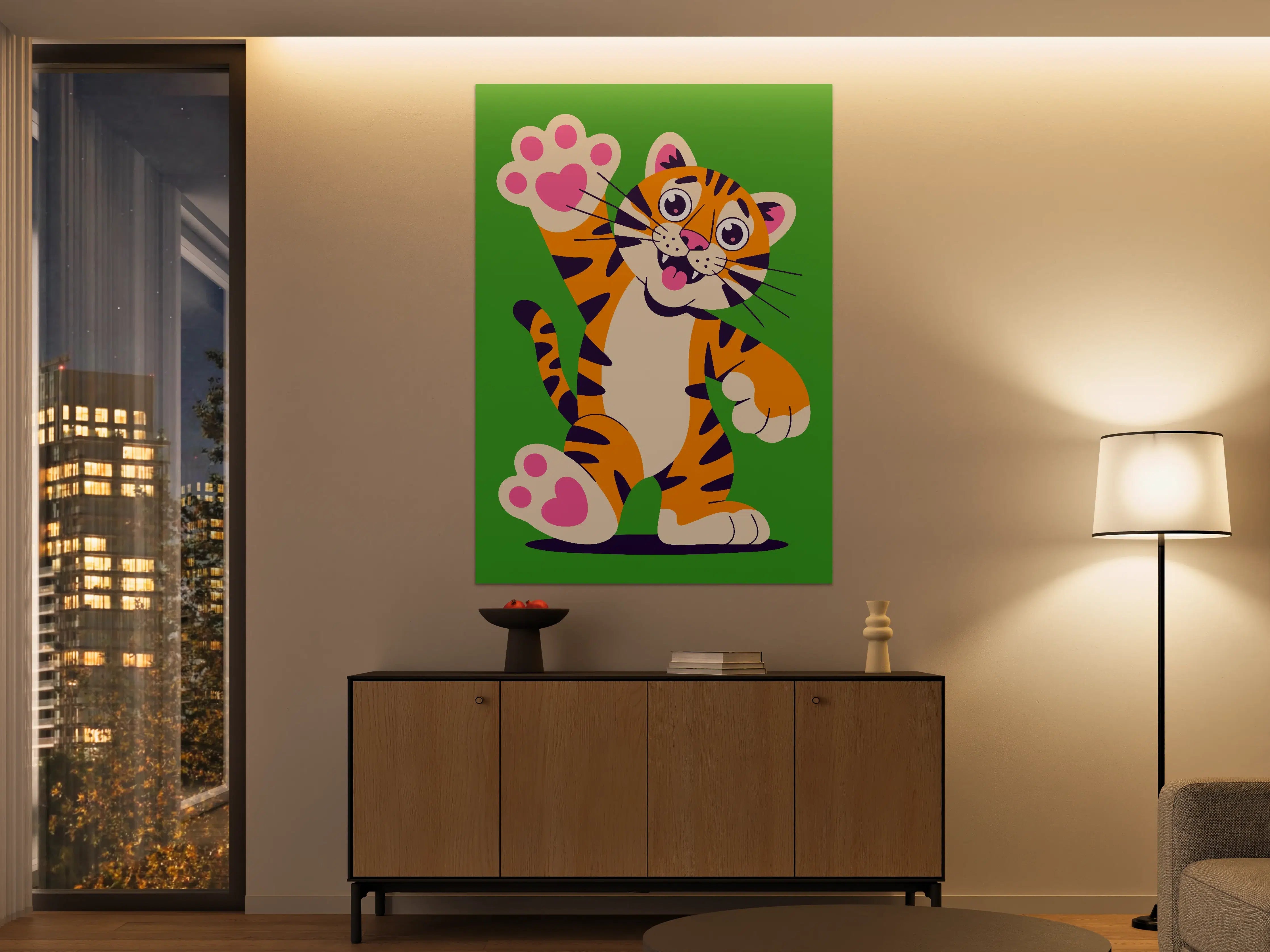Große Wandbilder - Niedlicher Cartoon-Tiger