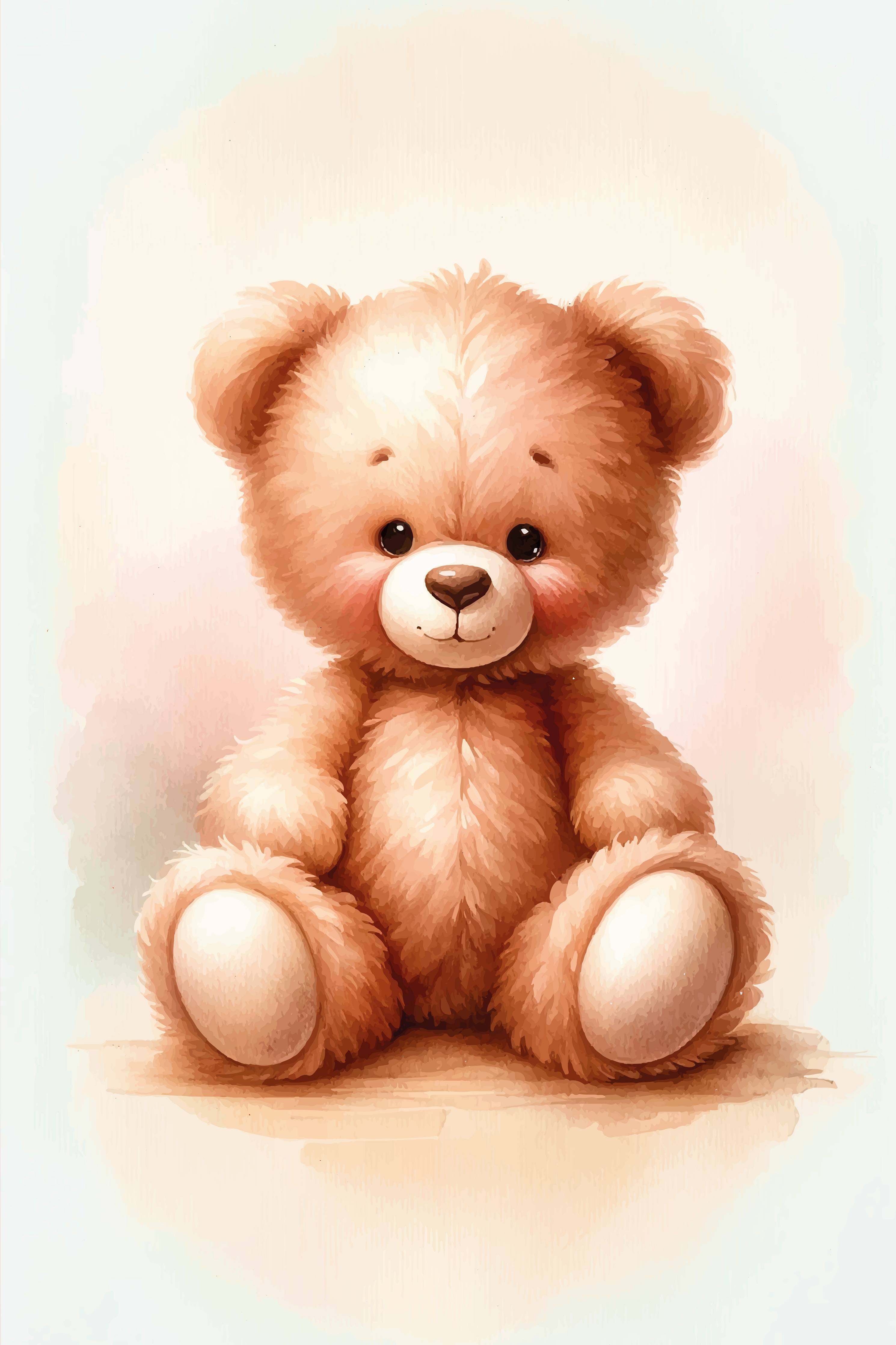 Große Wandbilder-Niedlicher Teddybär in warmen Farben