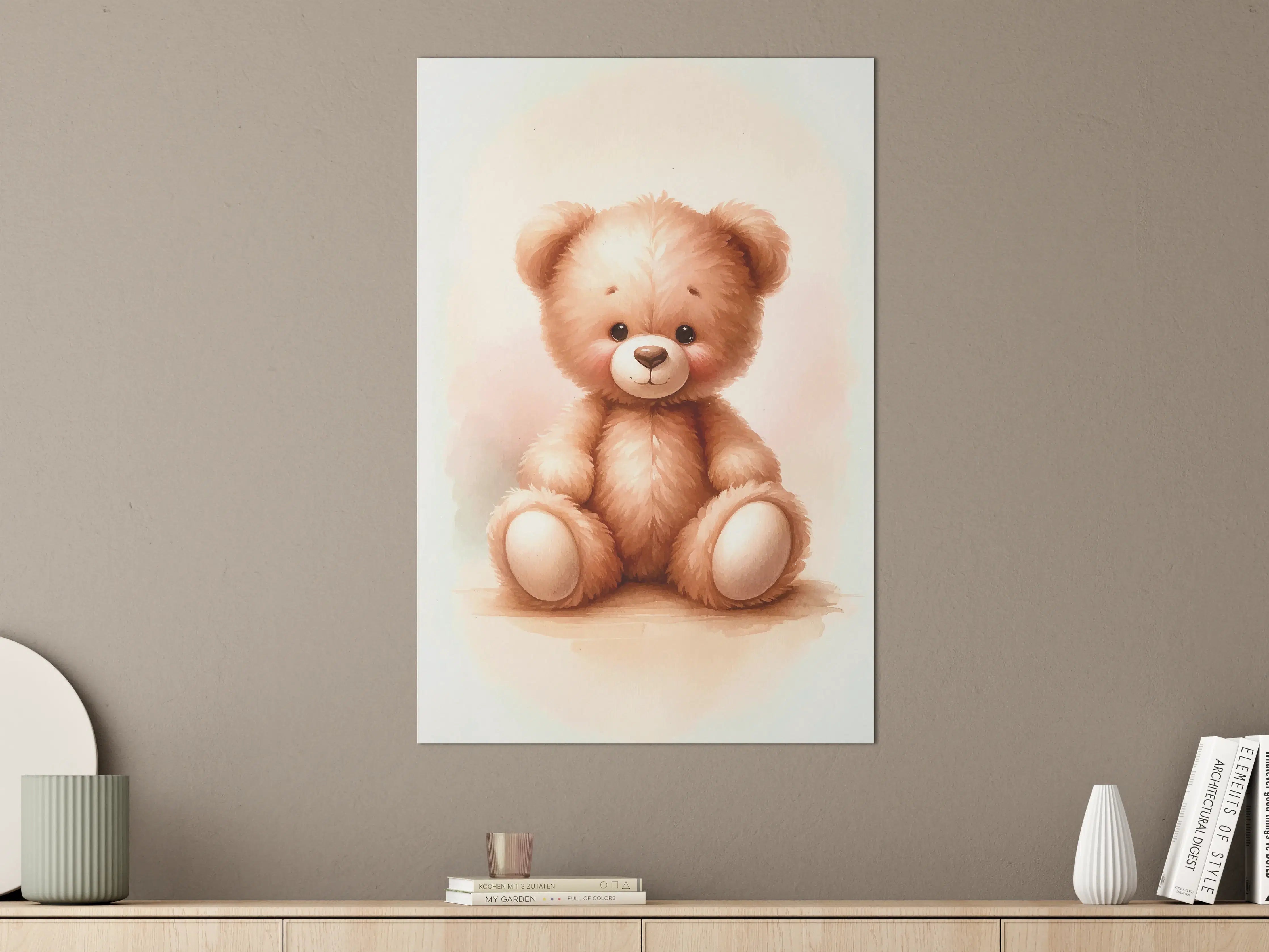 Große Wandbilder - Niedlicher Teddybär in warmen Farben