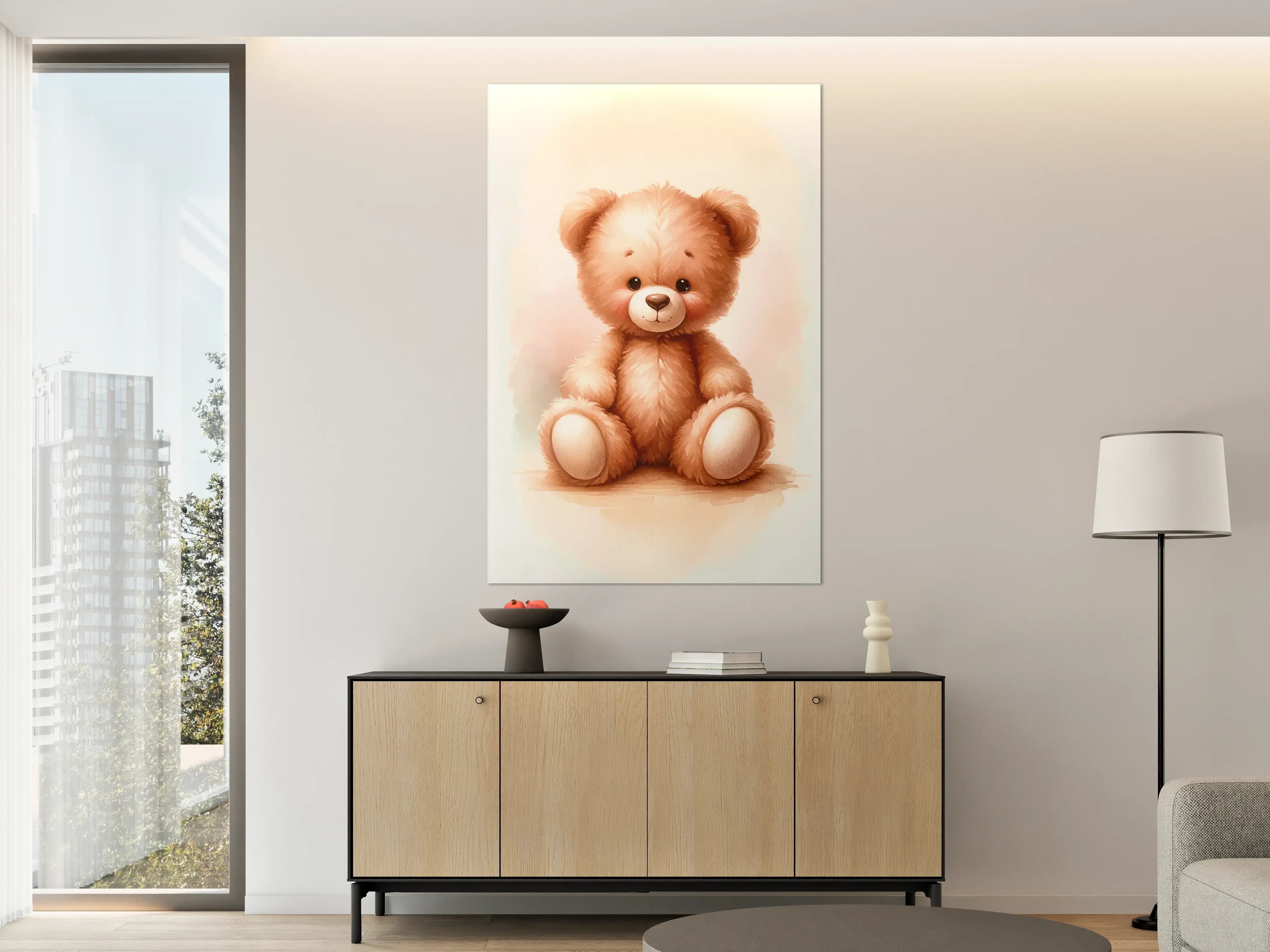 Große Wandbilder - Niedlicher Teddybär in warmen Farben