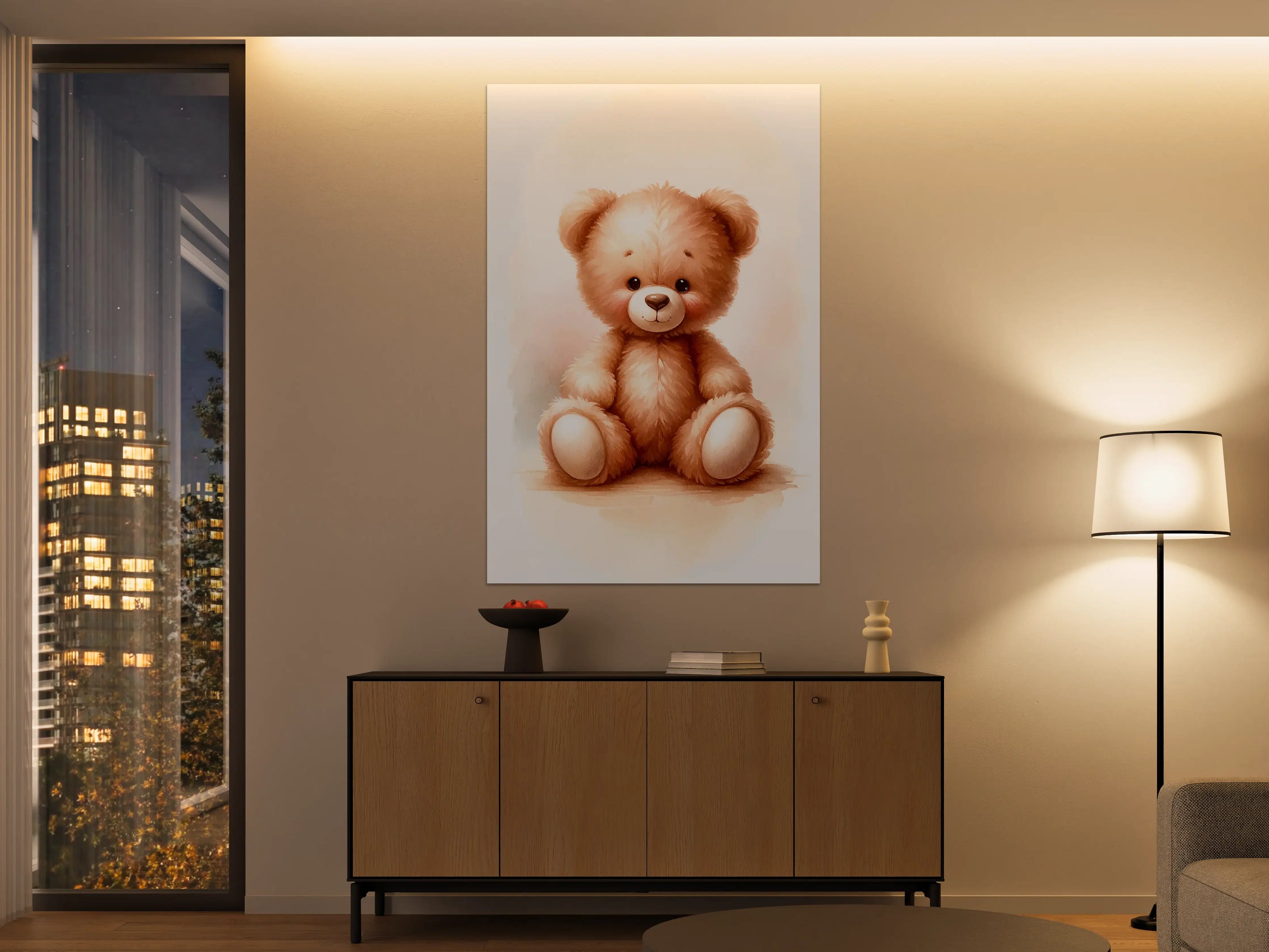 Große Wandbilder - Niedlicher Teddybär in warmen Farben