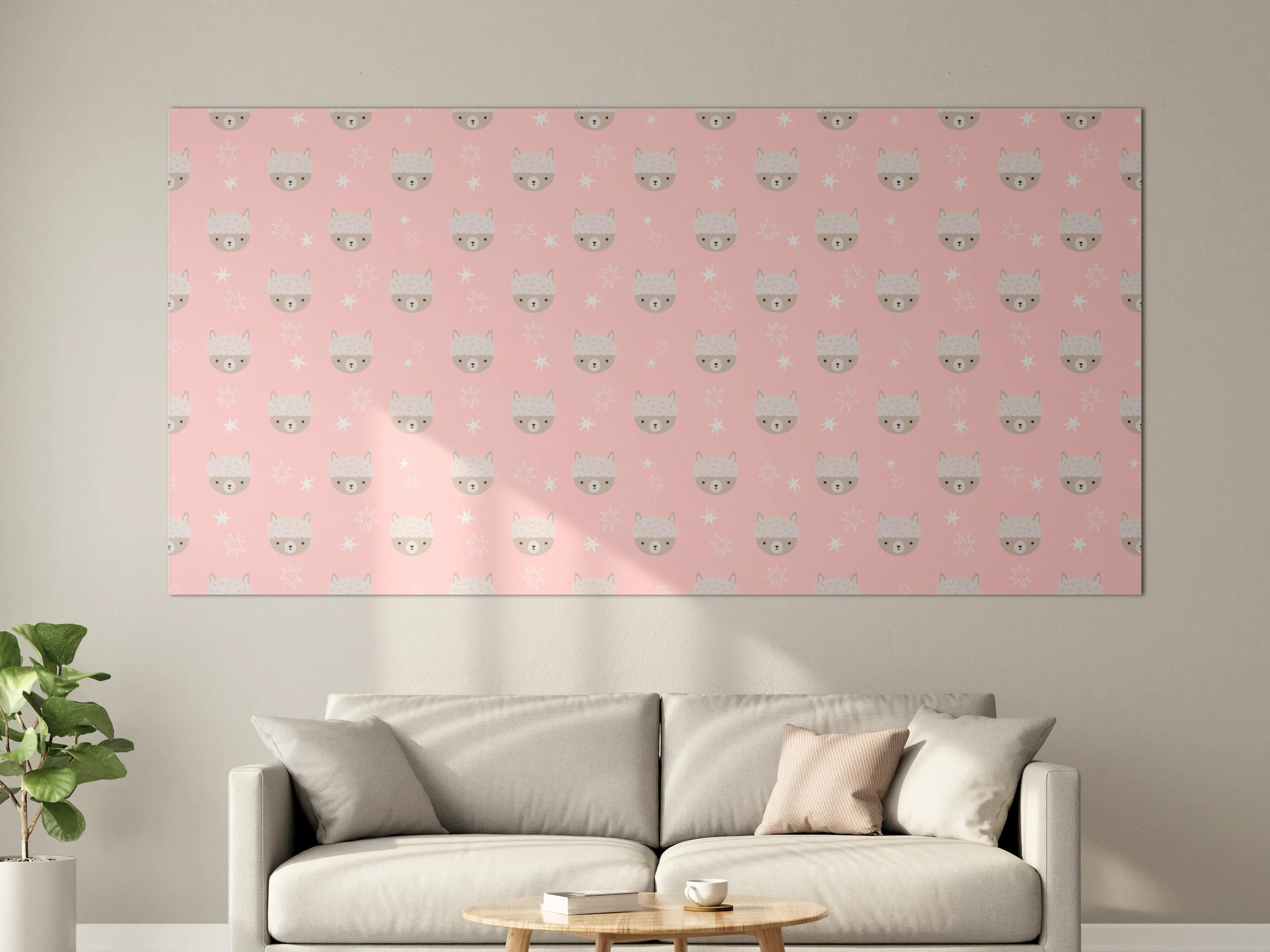 Große Wandbilder - Niedliches Katzen-Pattern auf Pastell-Pink