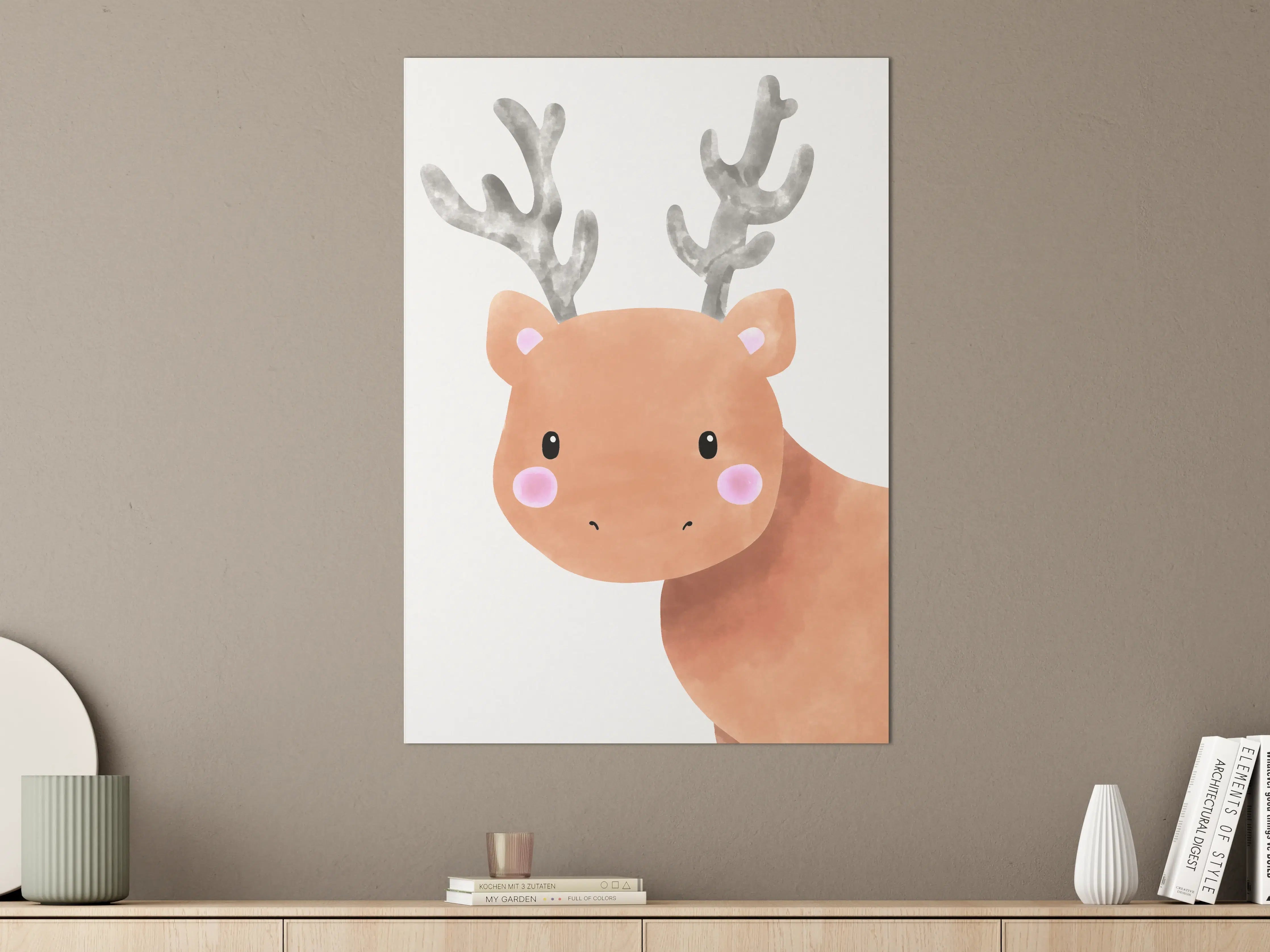 Große Wandbilder - Niedliches Rentier Wasserfarben-Design
