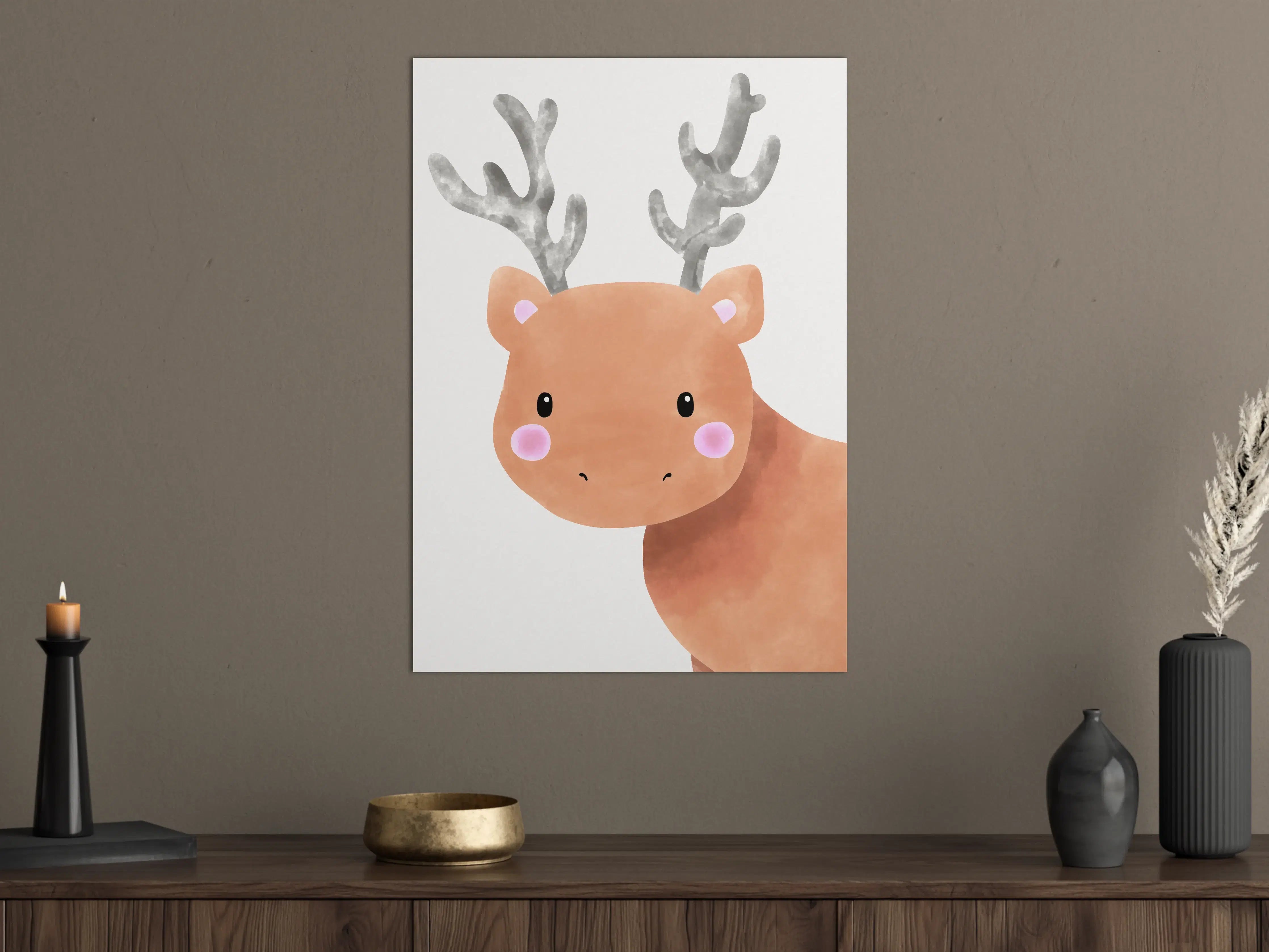 Große Wandbilder - Niedliches Rentier Wasserfarben-Design