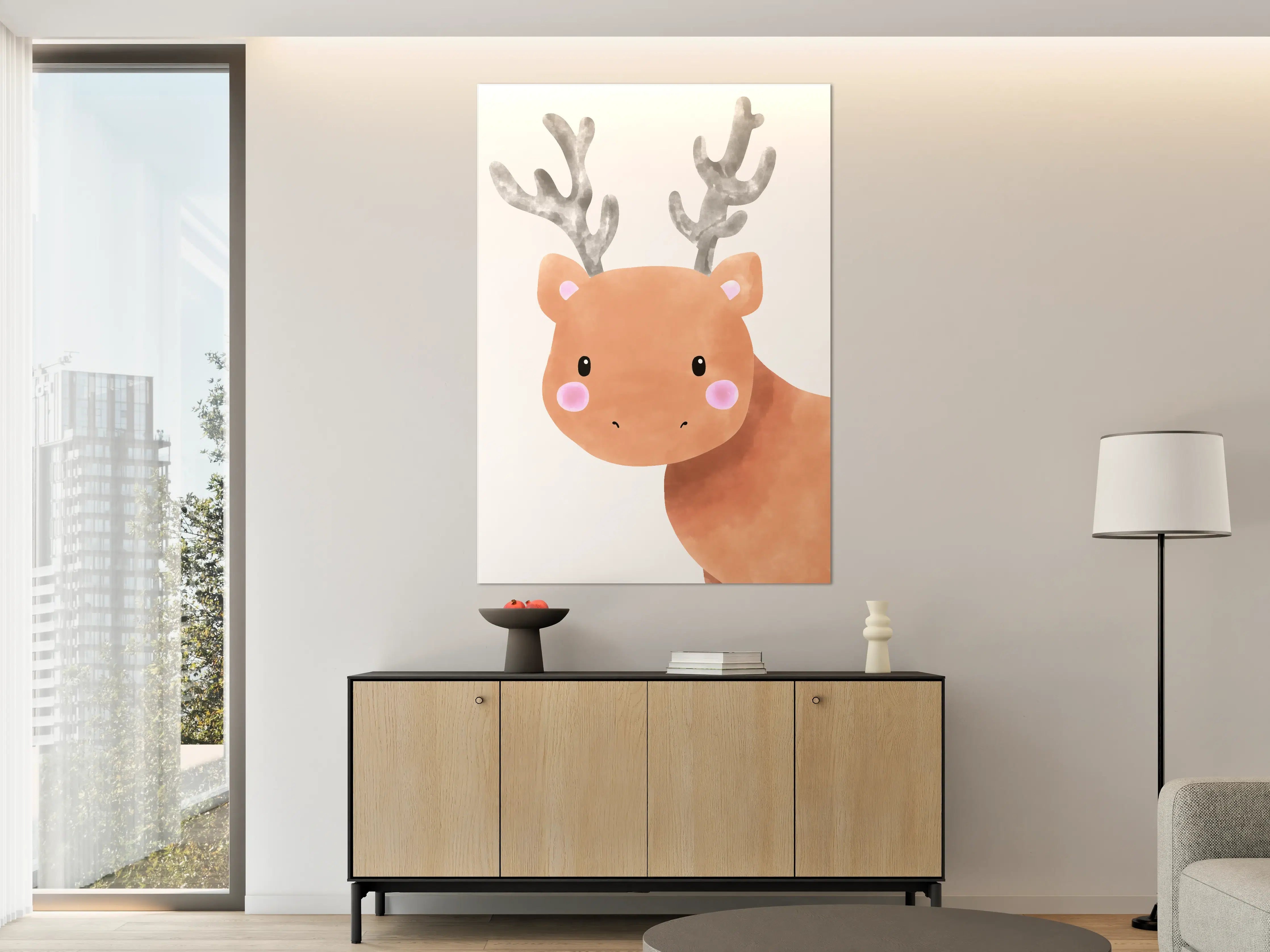 Große Wandbilder - Niedliches Rentier Wasserfarben-Design