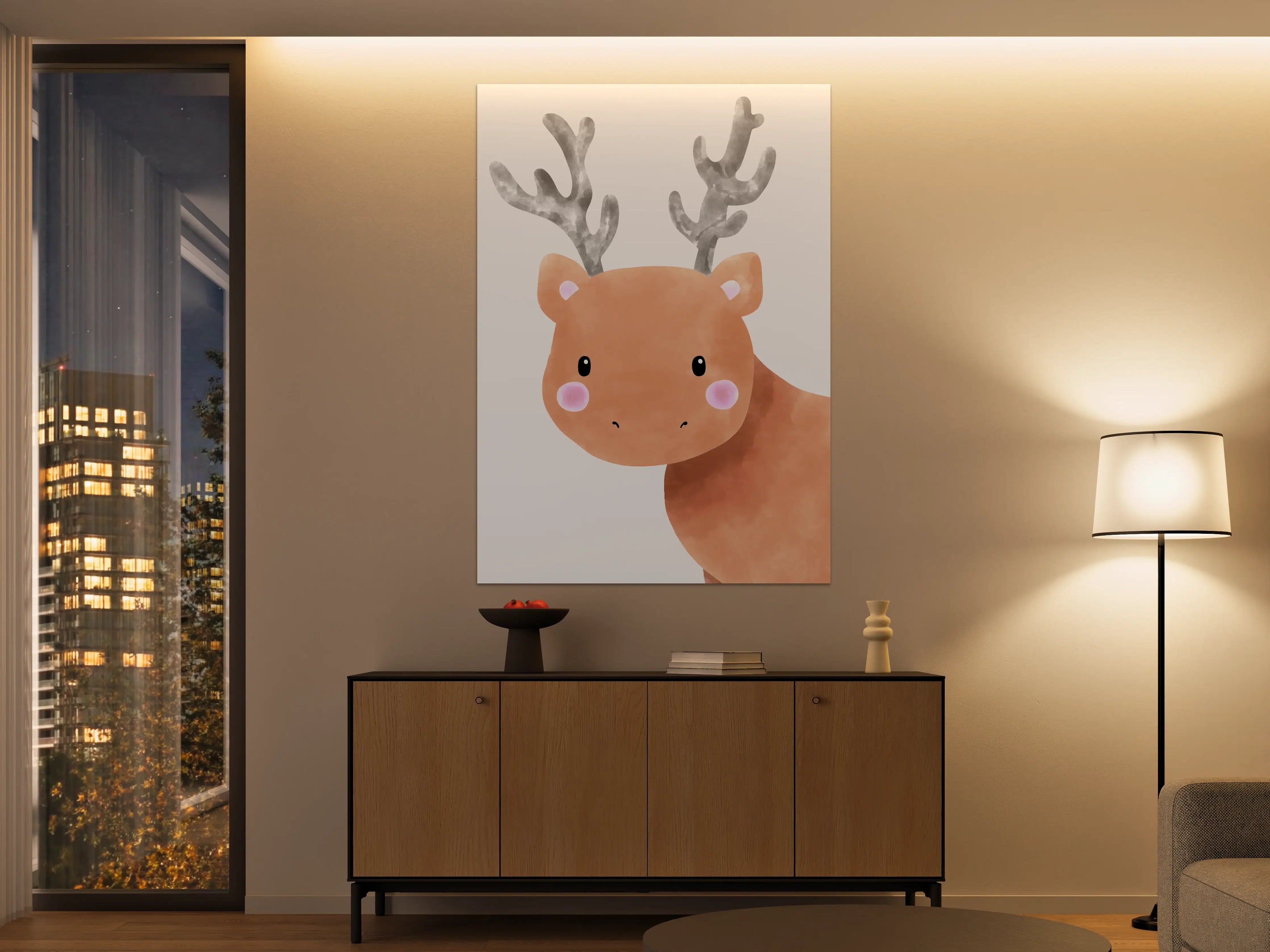 Große Wandbilder - Niedliches Rentier Wasserfarben-Design