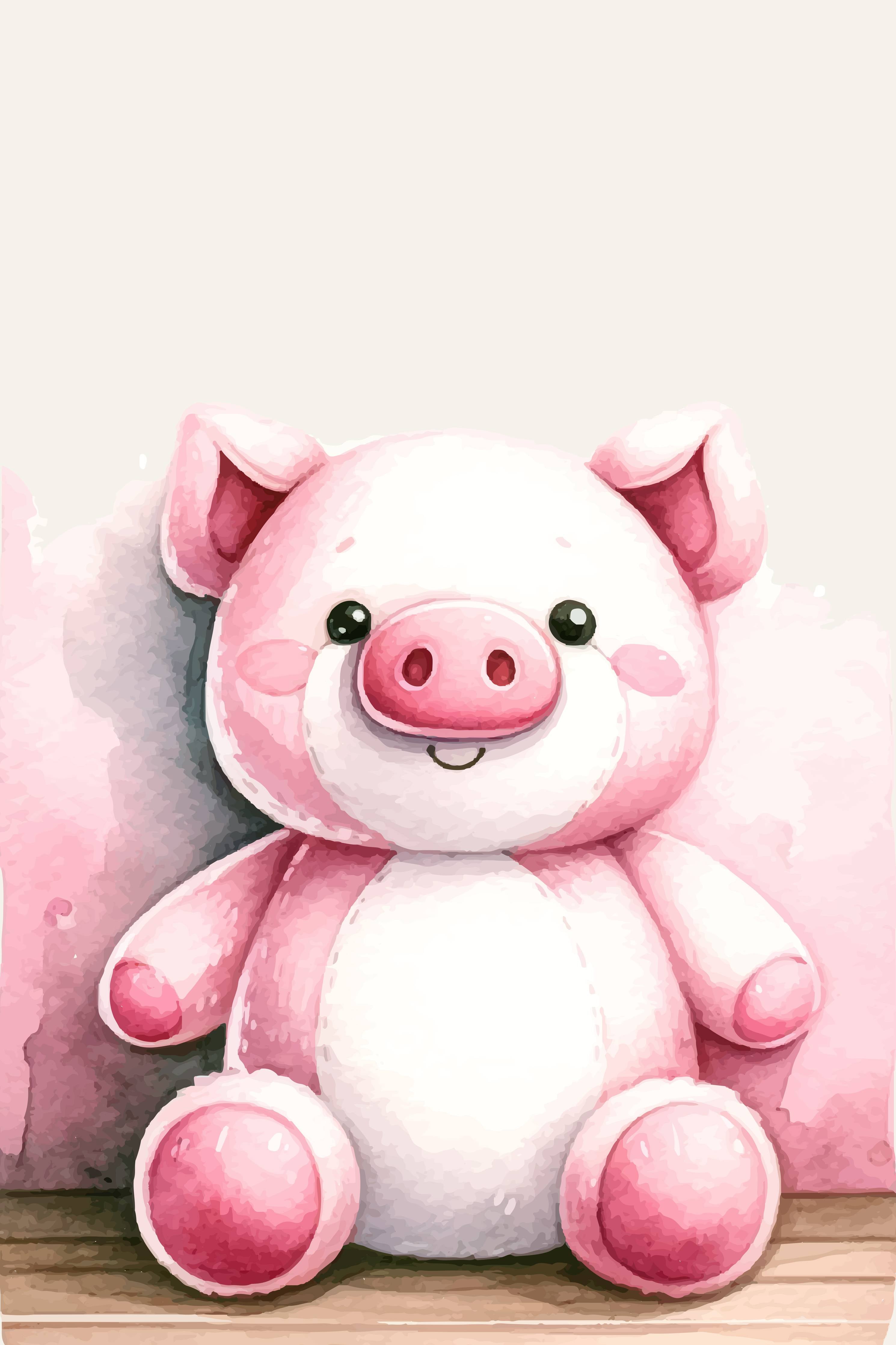 Große Wandbilder-Niedliches Schweine-Kuscheltier in Pastellrosa