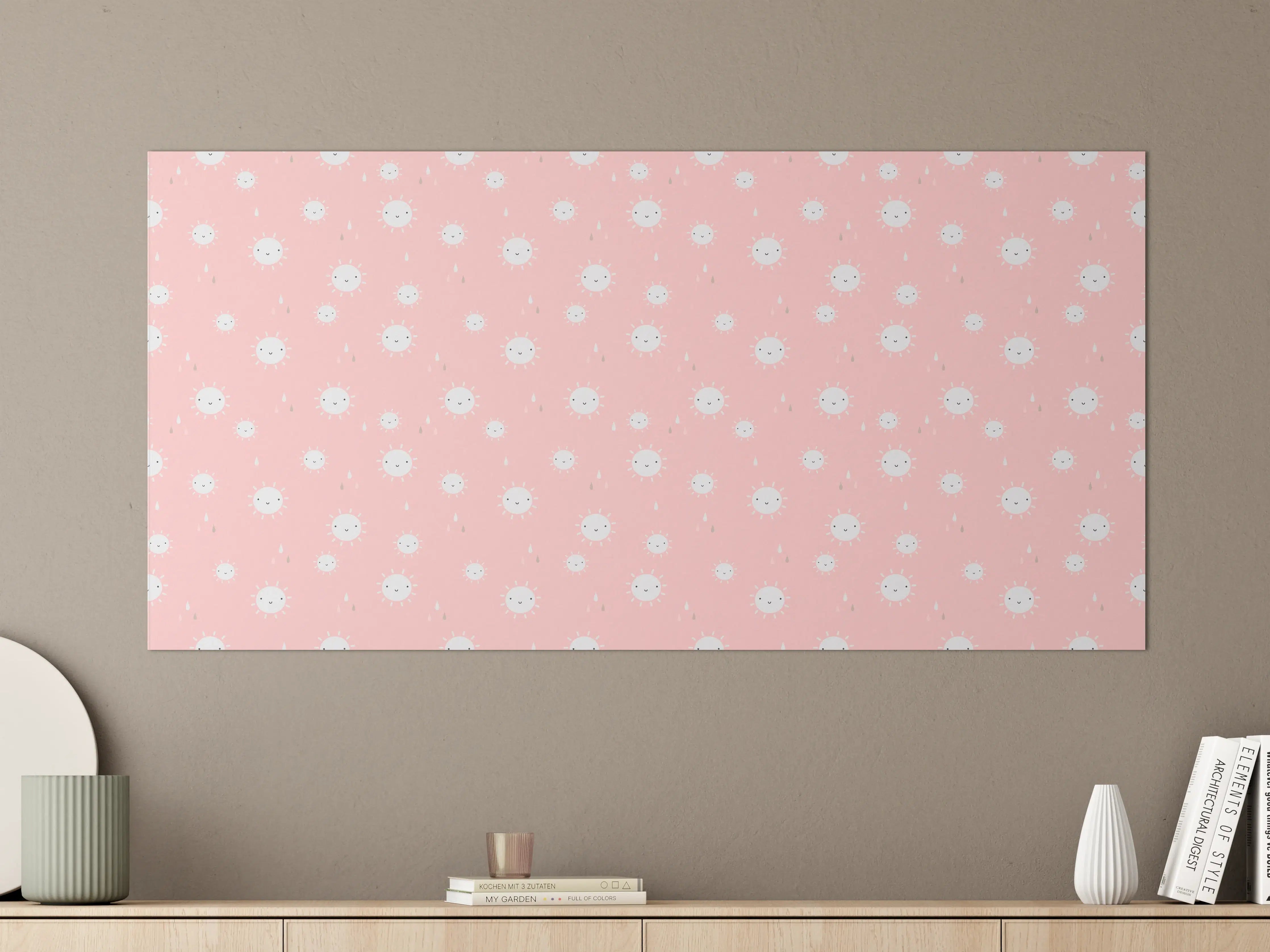 Große Wandbilder - Niedliches pinkes Polkadot-Motiv mit Blumen