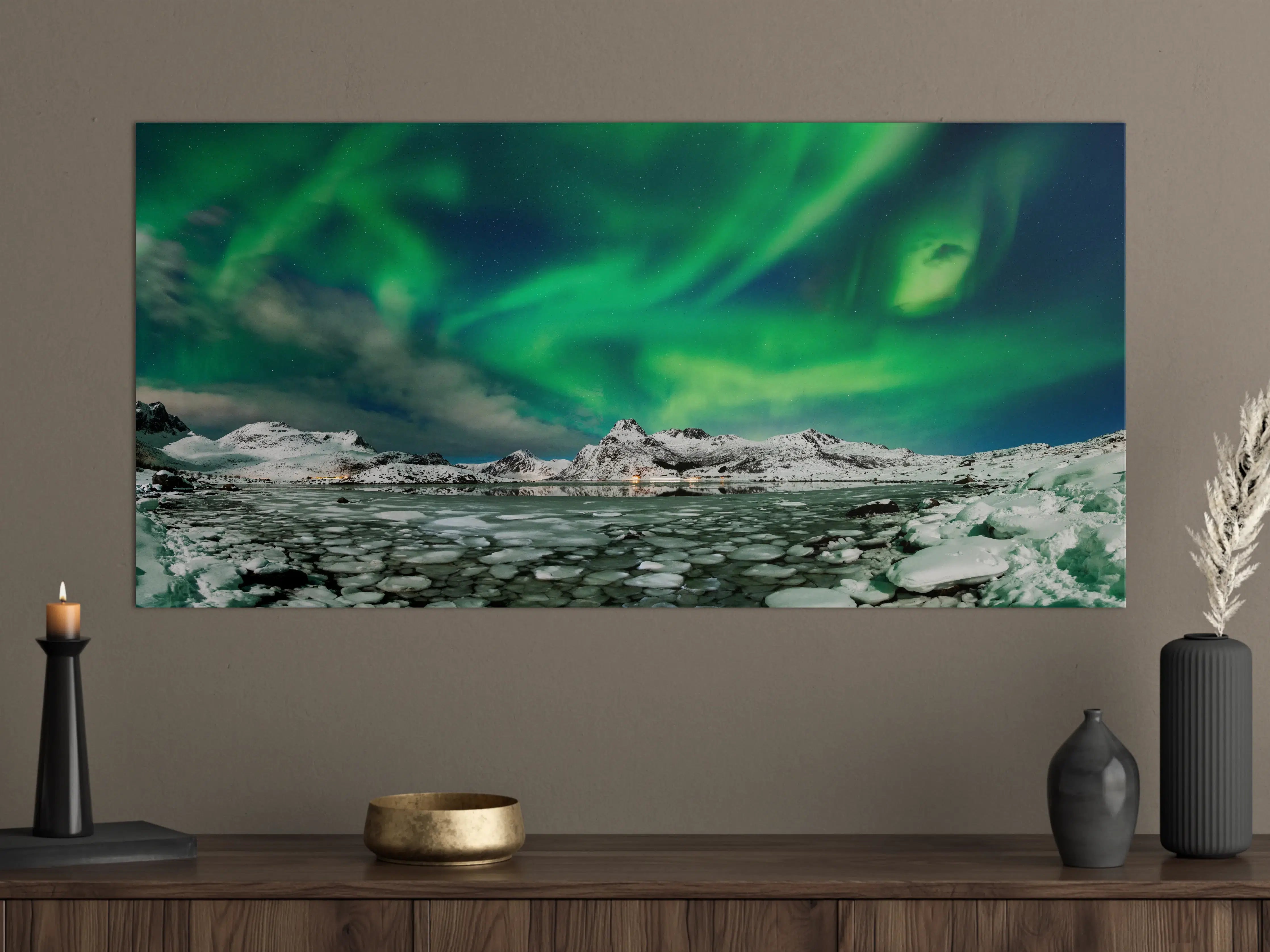 Große Wandbilder - Nordlichter über arktischer Küste