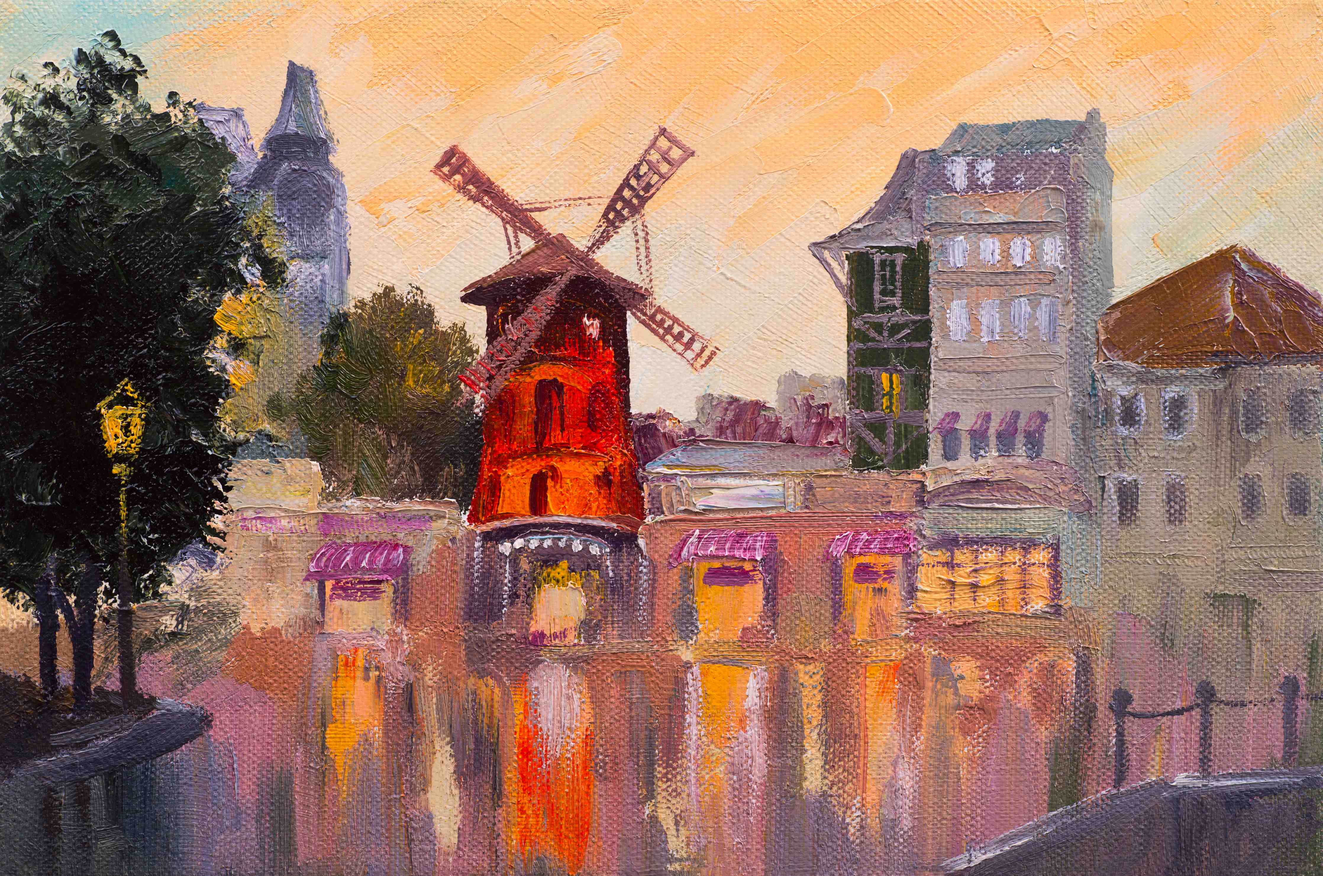 Große Wandbilder-Ölgemälde Stadtbild - Moulin rouge