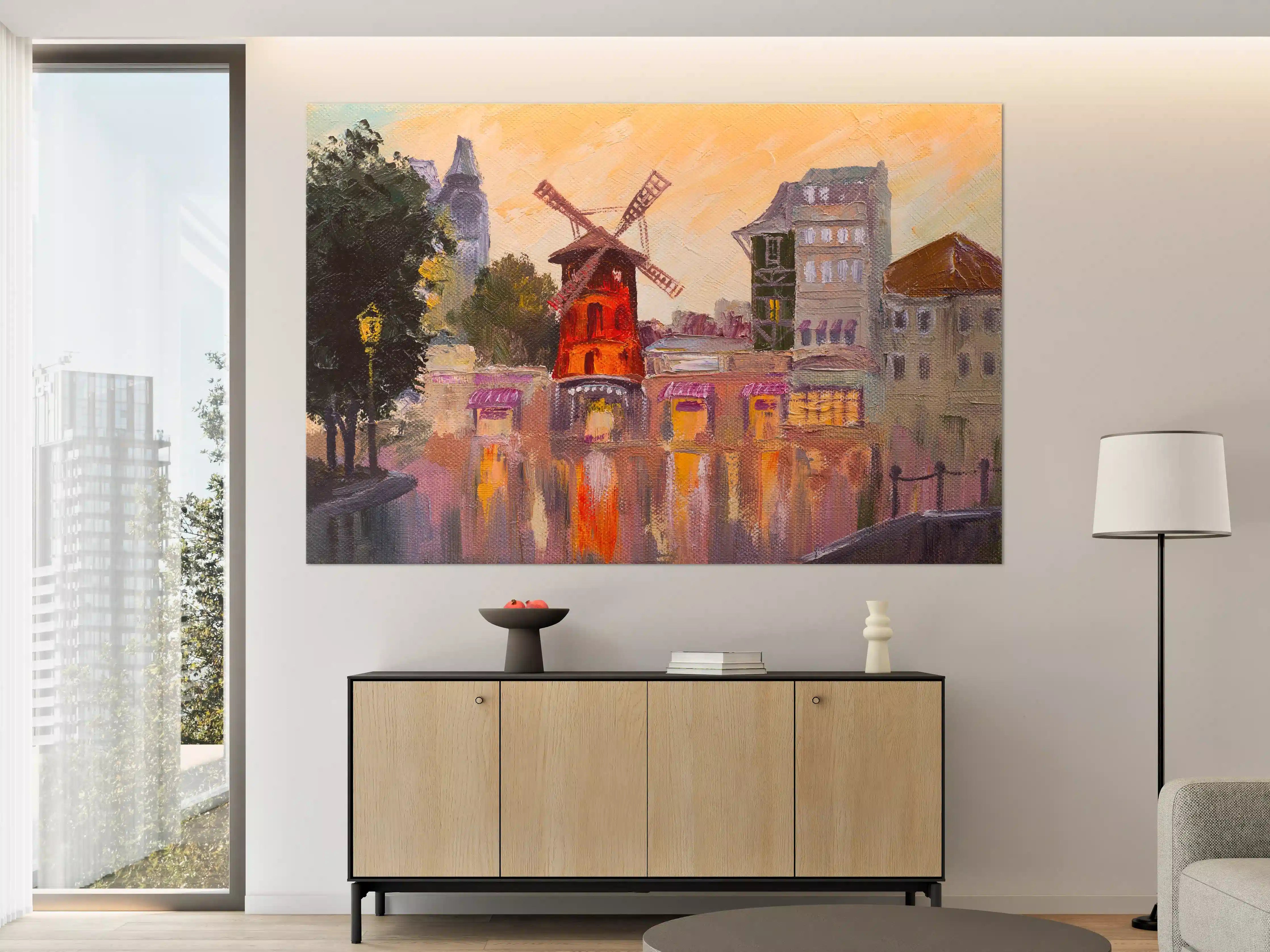 Große Wandbilder - Ölgemälde Stadtbild - Moulin rouge