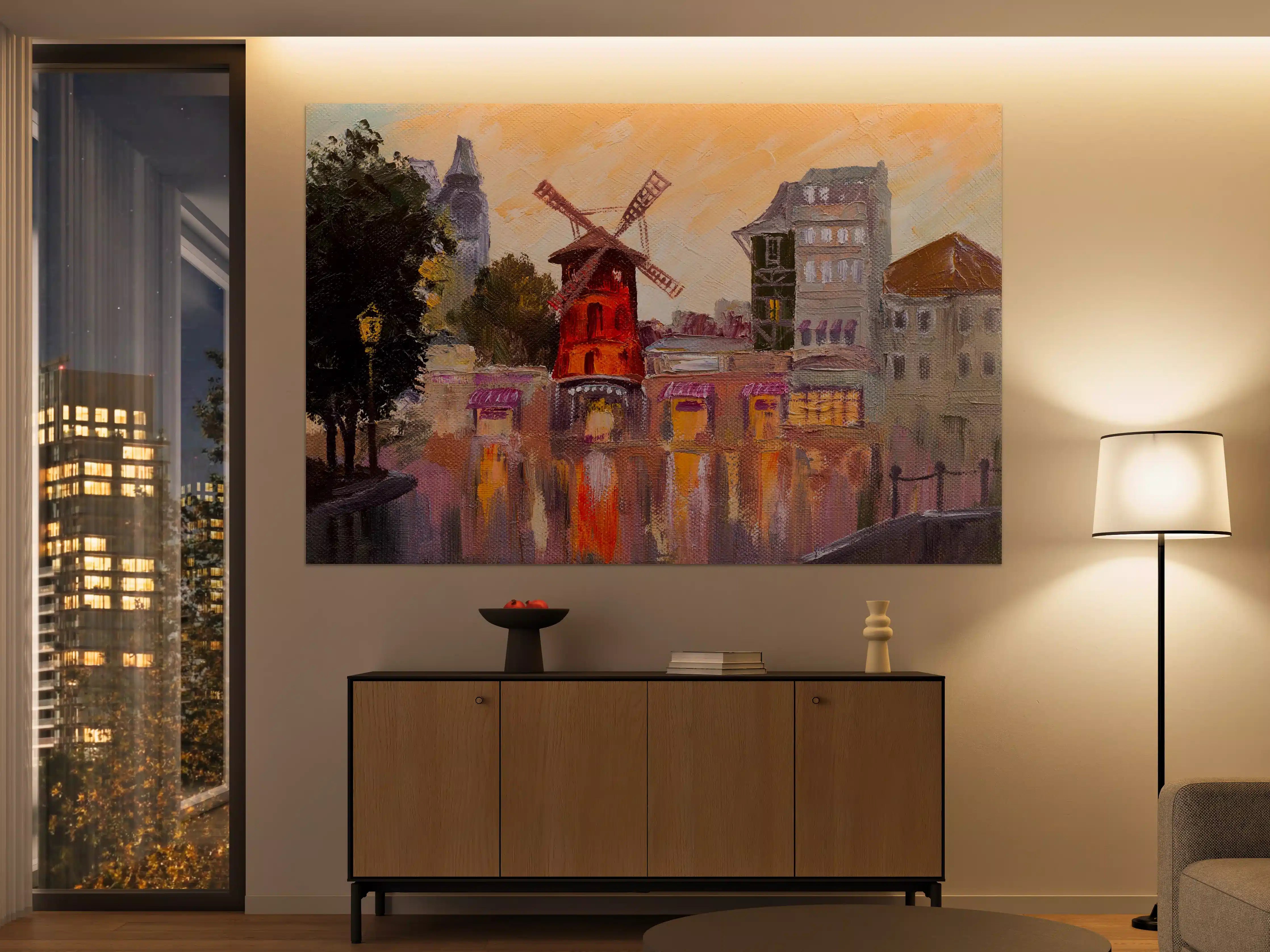 Große Wandbilder - Ölgemälde Stadtbild - Moulin rouge