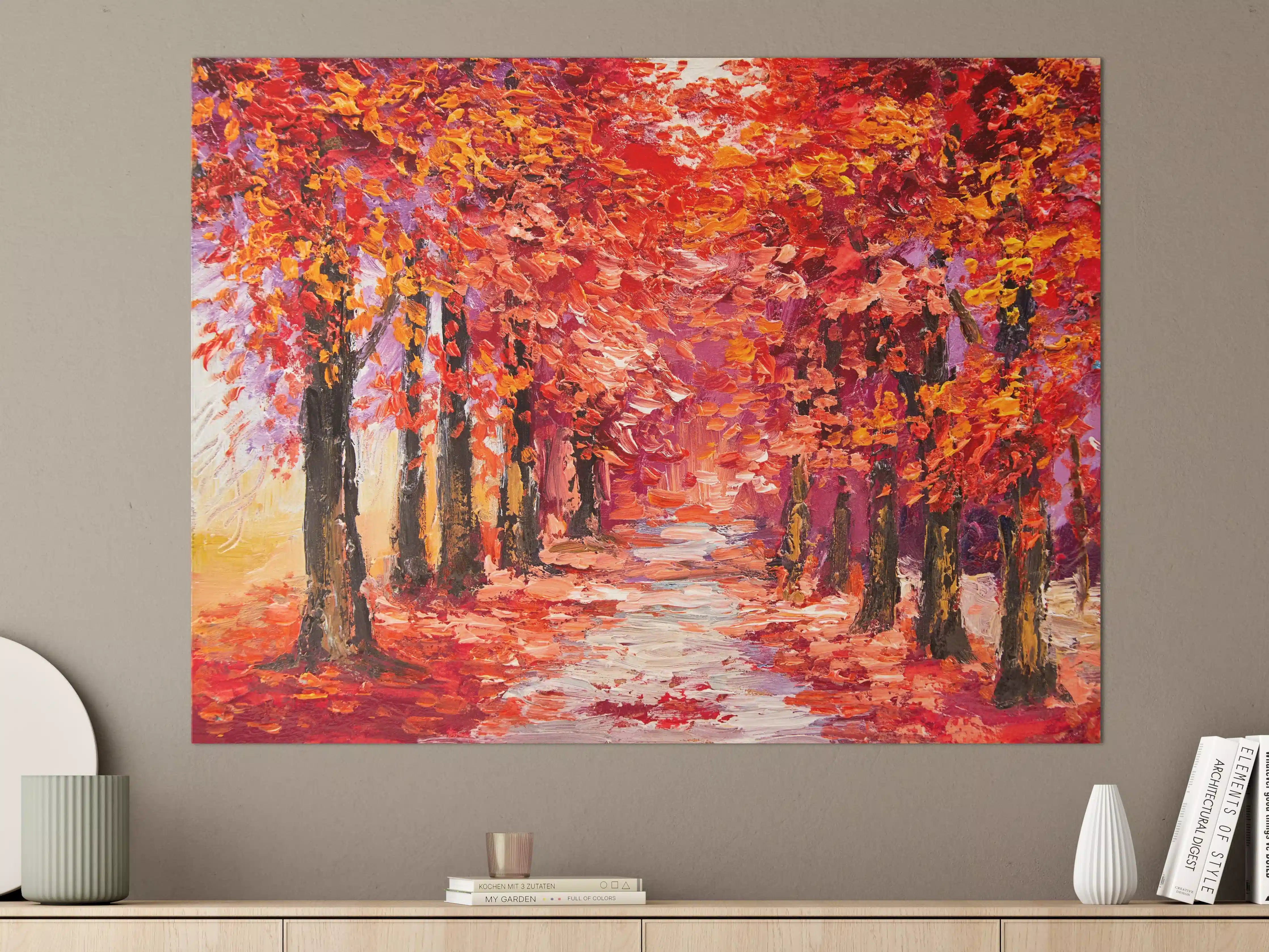 Große Wandbilder - Ölgemälde eines Waldes im Herbst 