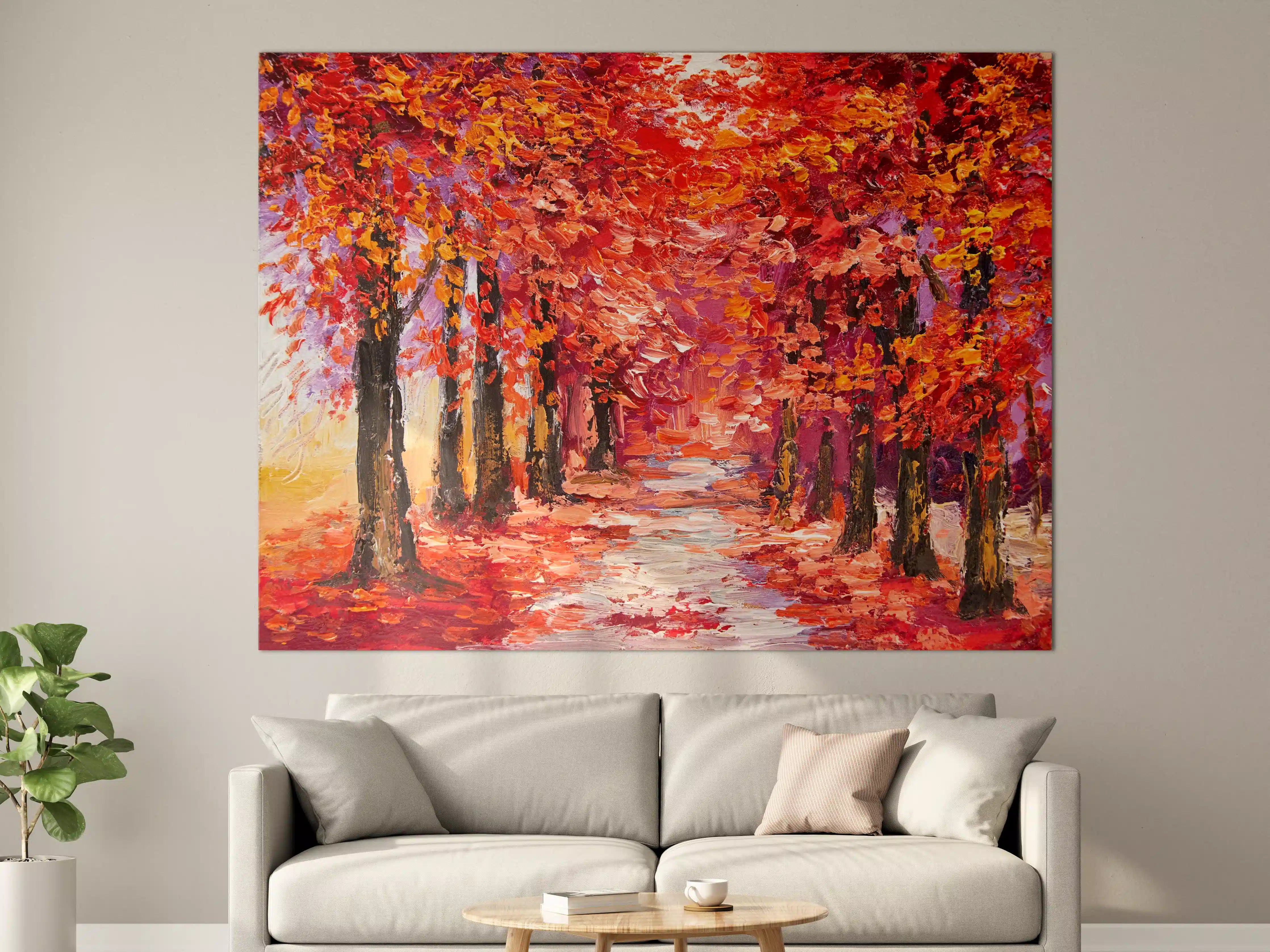 Große Wandbilder - Ölgemälde eines Waldes im Herbst 