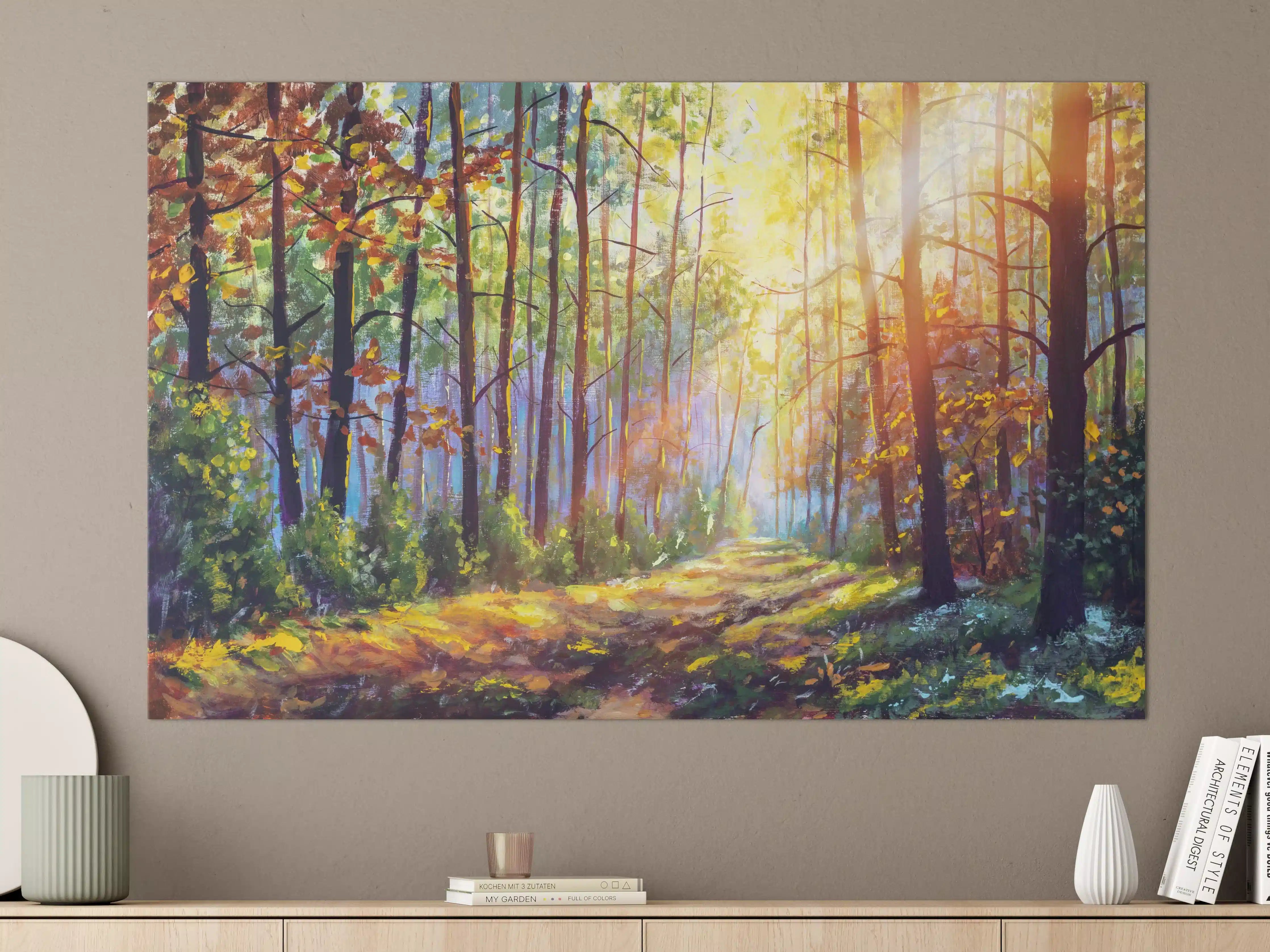 Große Wandbilder - Ölgemälde lichterfüllter Wald im Herbst